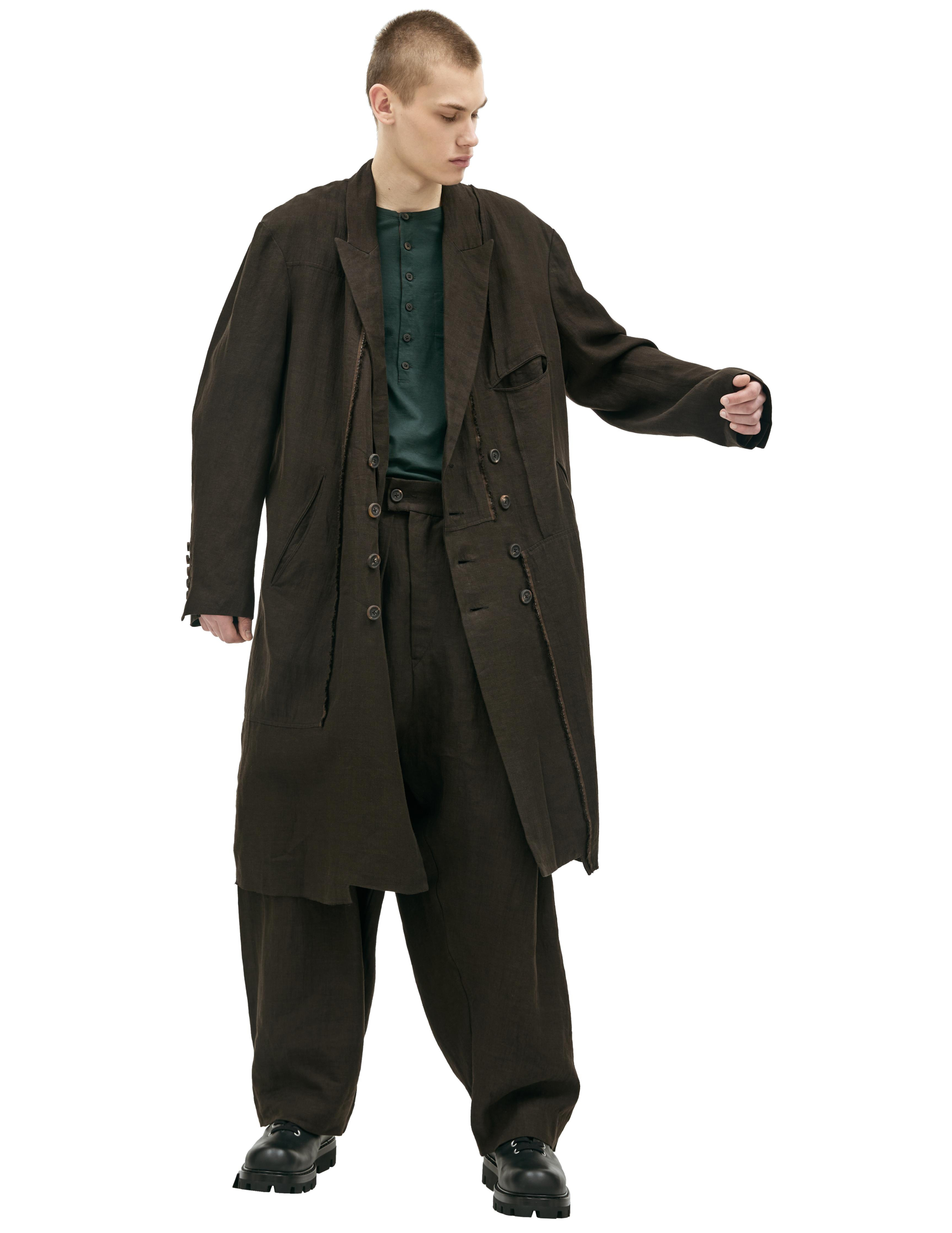 Двубортное пальто изо льна Ziggy Chen 0M2311101, размер 52 - фото 1