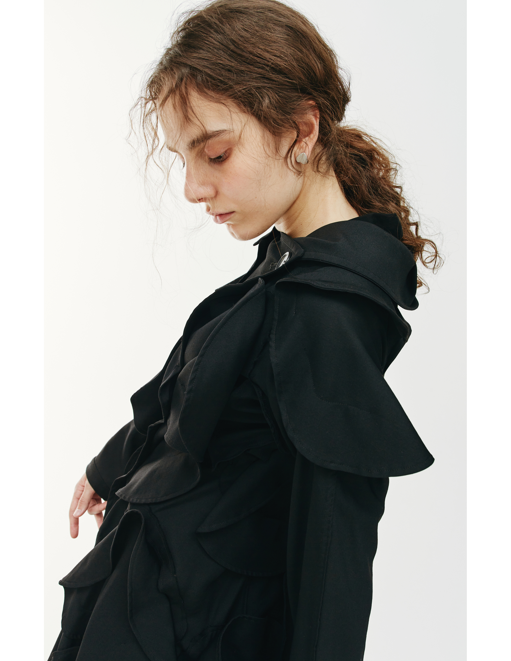 Черное деконструированное пальто из шерсти Yohji Yamamoto FC-C06-100-1, размер sm - фото 8