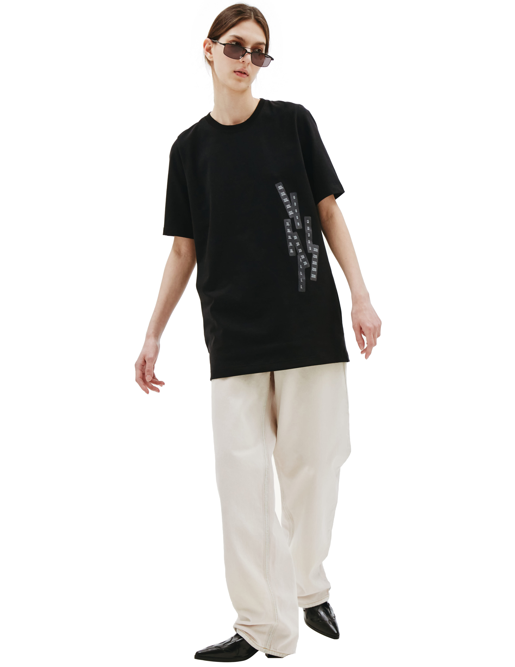 Черная футболка с графичным принтом Doublet 22SS06CS217/black, размер One Size
