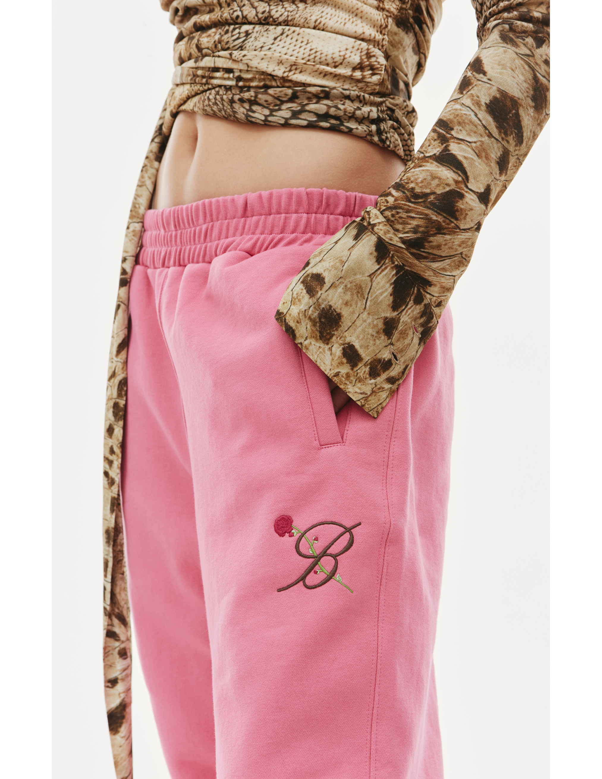 Спортивные брюки с вышитым логотипом Blumarine 24/2/2F010A/pink, размер L 24/2/2F010A/pink - фото 4