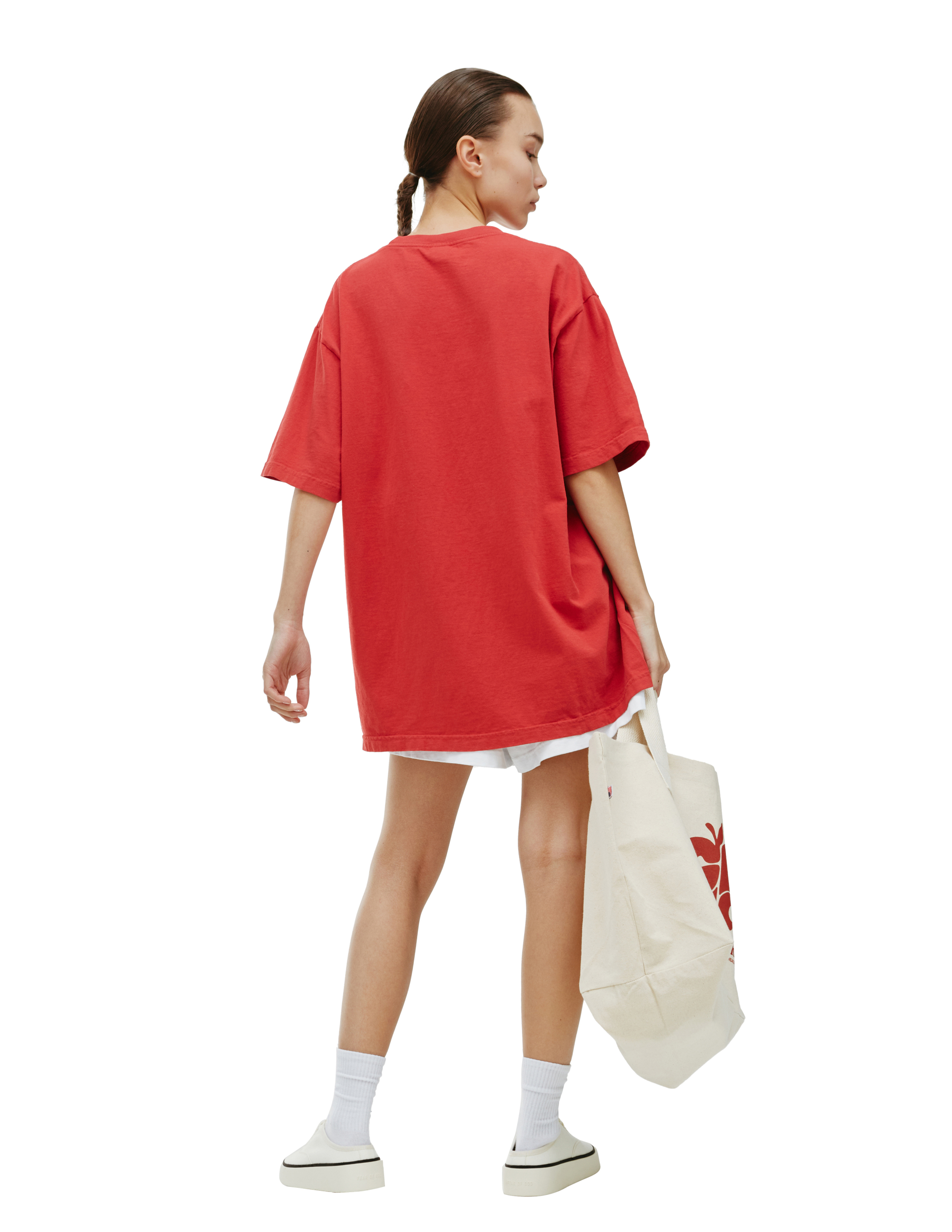 Красная футболка с принтом Apple SRHC SPORTY & RICH TS493RE, размер XL;L;M - фото 3