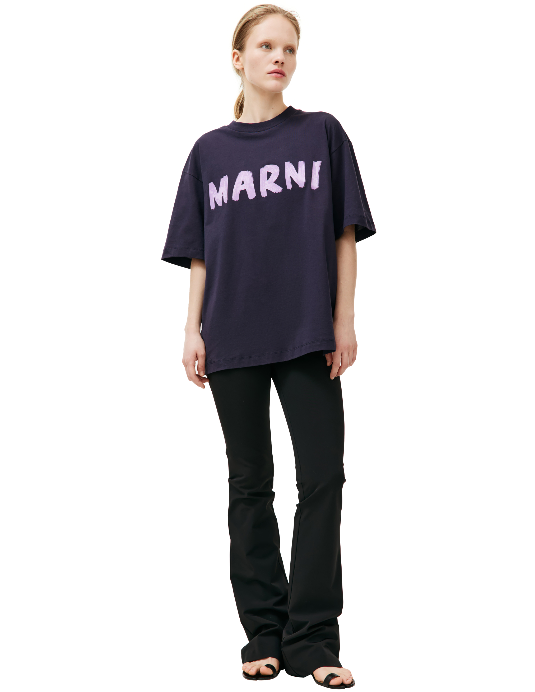 Оверсайз футболка с логотипом Marni THJET49EPH/USCS11/L2B99, размер 42;38;40