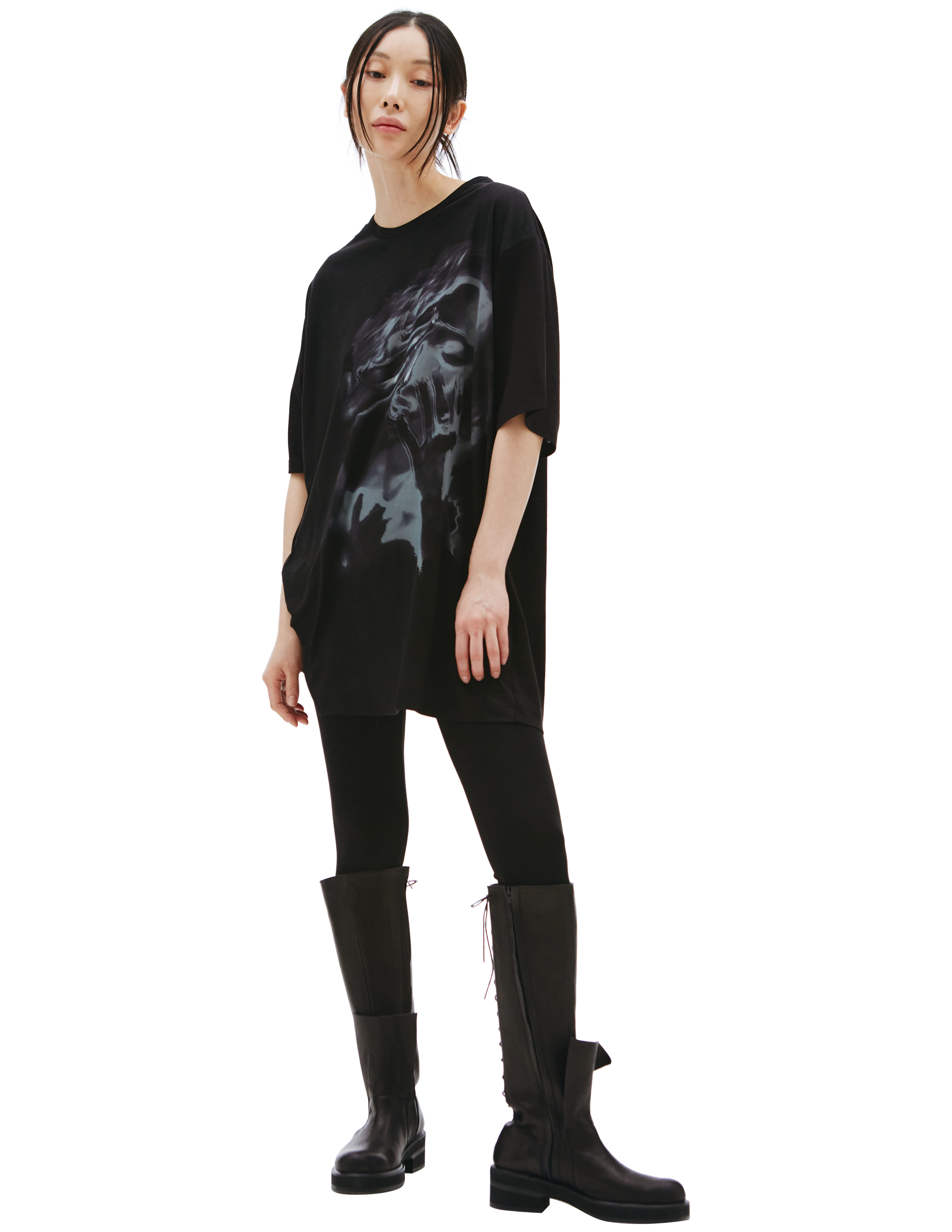Черная футболка с эскизным принтом Yohji Yamamoto HG-T69-272-1, размер 3