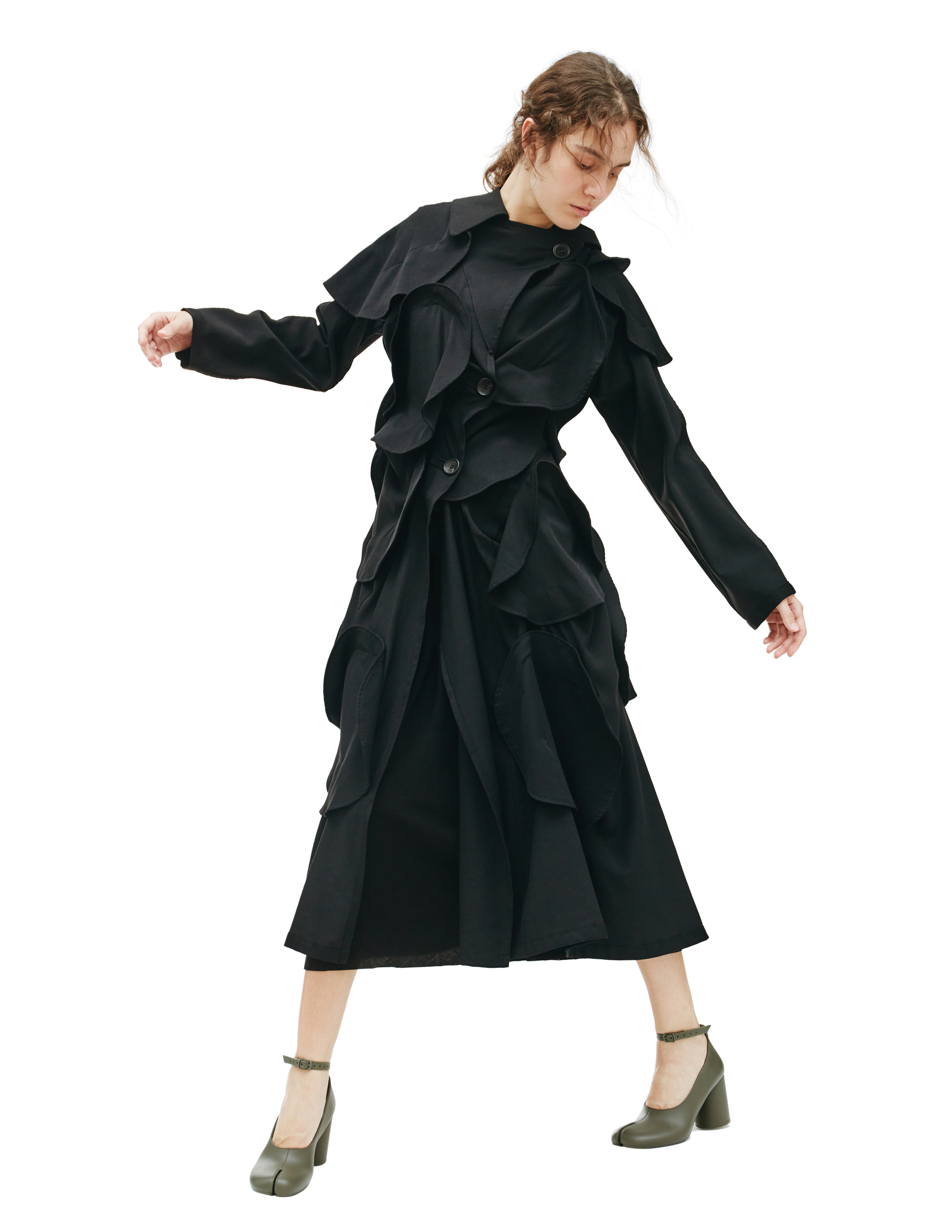 Черное деконструированное пальто из шерсти Yohji Yamamoto FC-C06-100-1, размер sm - фото 3