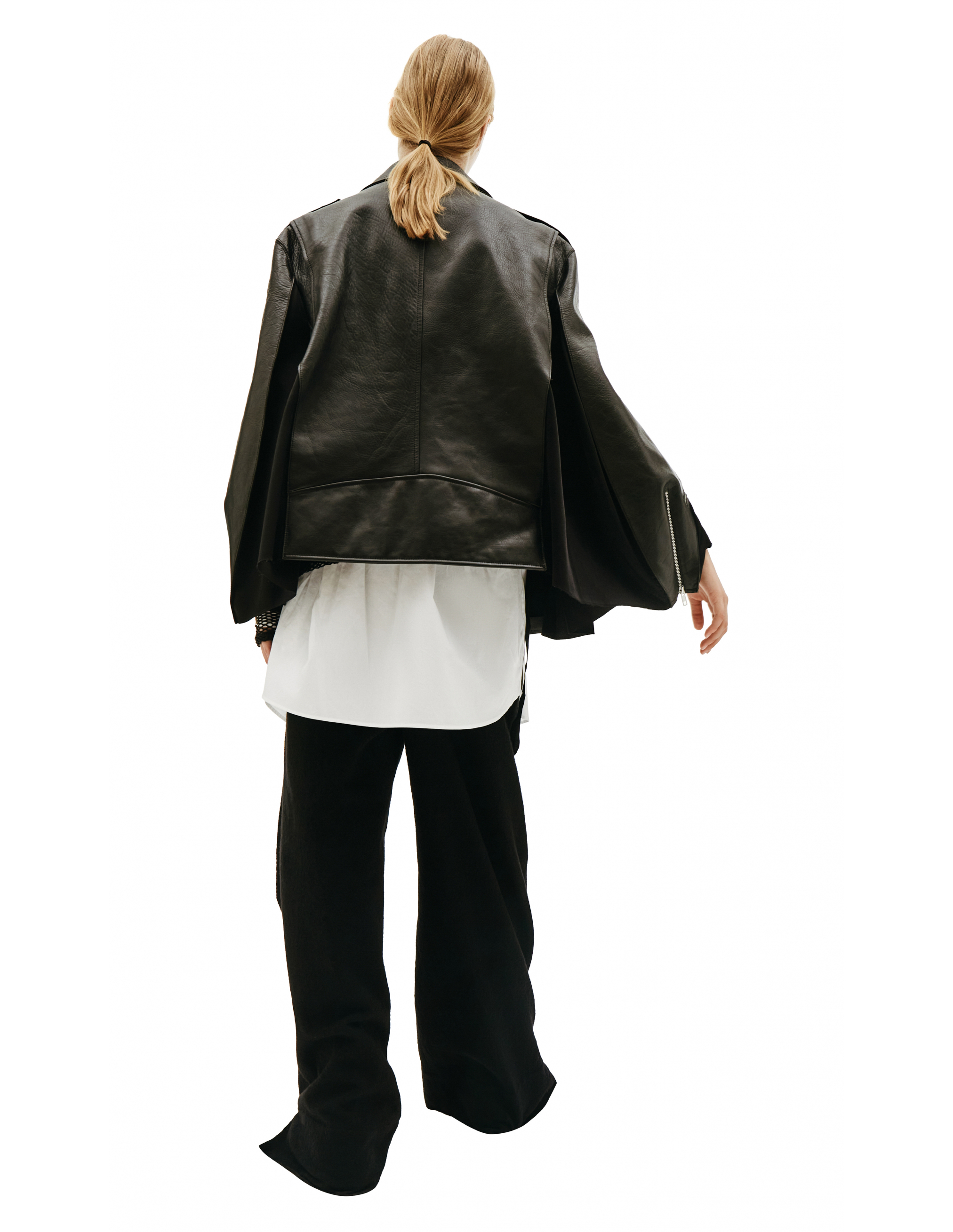 Черая кожаная куртка с ремнем - Maison Margiela S29AM0338/SY1397/900 Фото 9