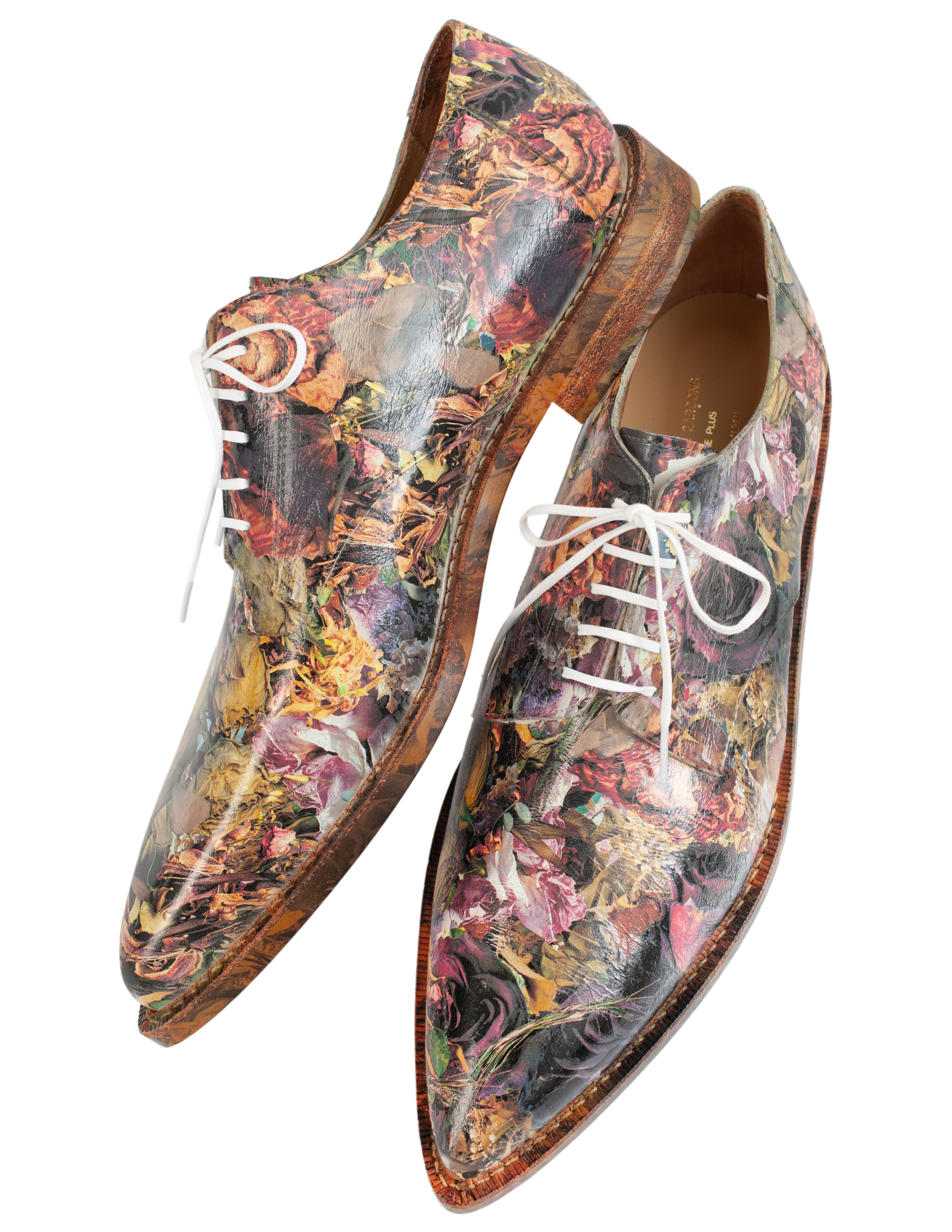 Кожаные туфли с цветочным принтом Comme des Garcons PI-K103-001-1, размер 44;42