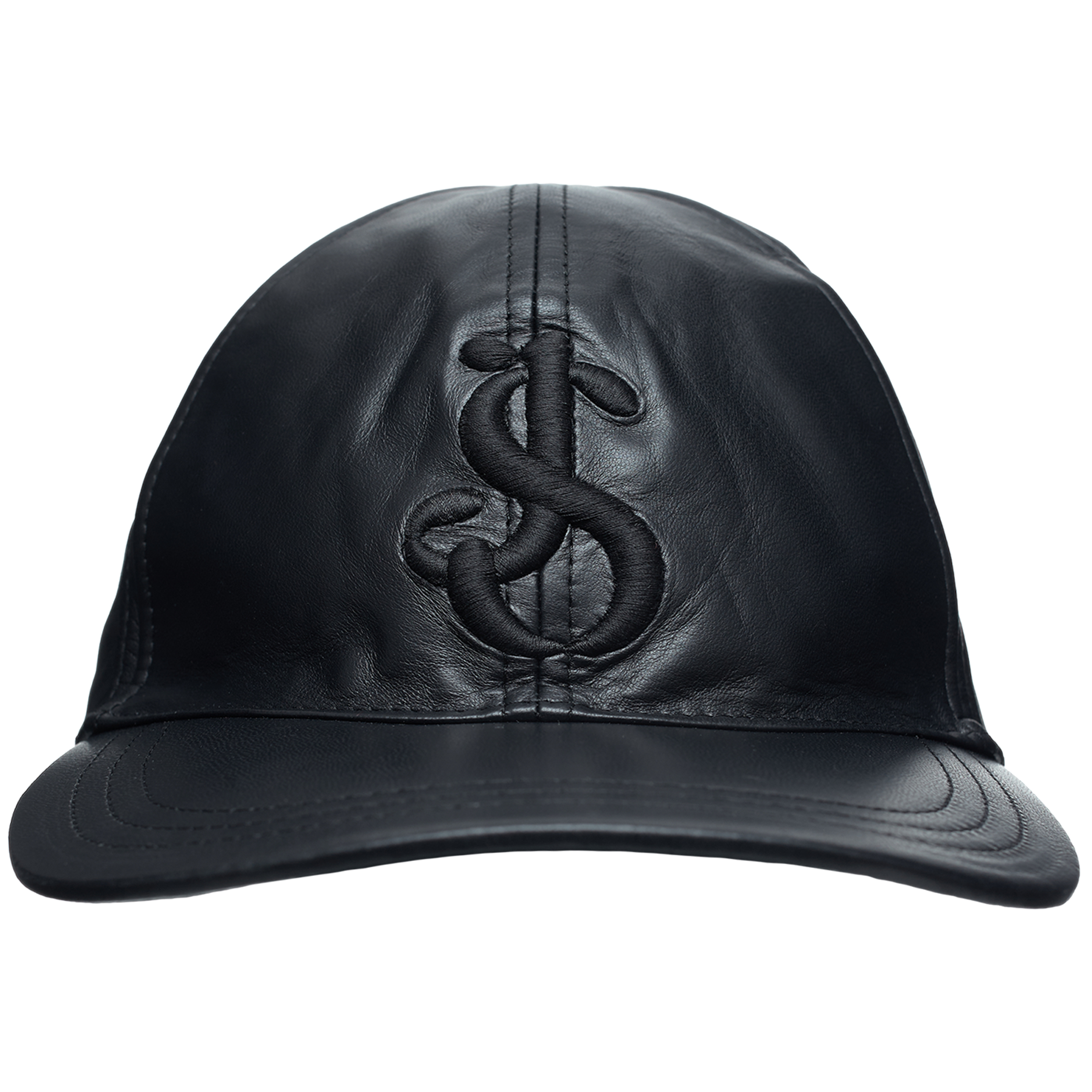 Черная кожаная кепка с логотипом