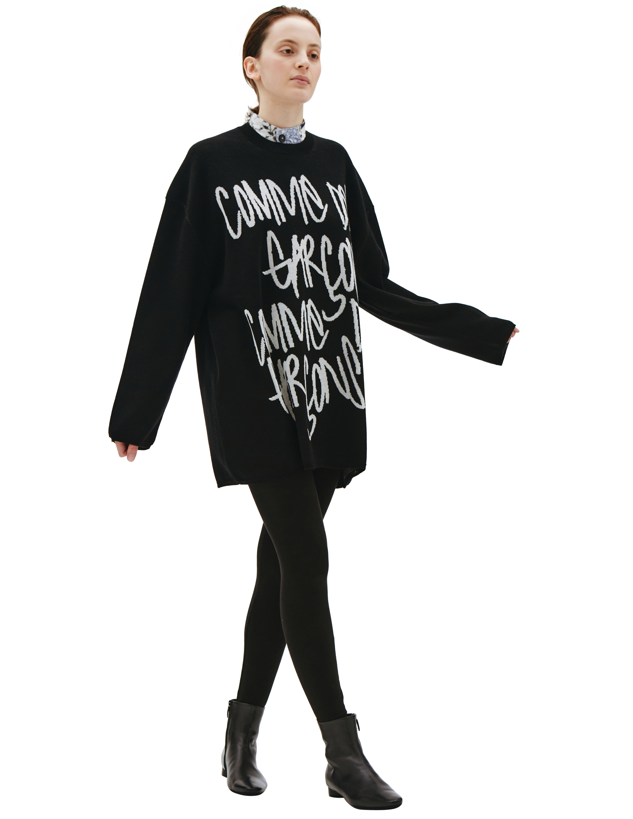 Шерстяной свитер с контрастным логотипом Comme des Garcons GI-N017-051-1, размер S;M - фото 1