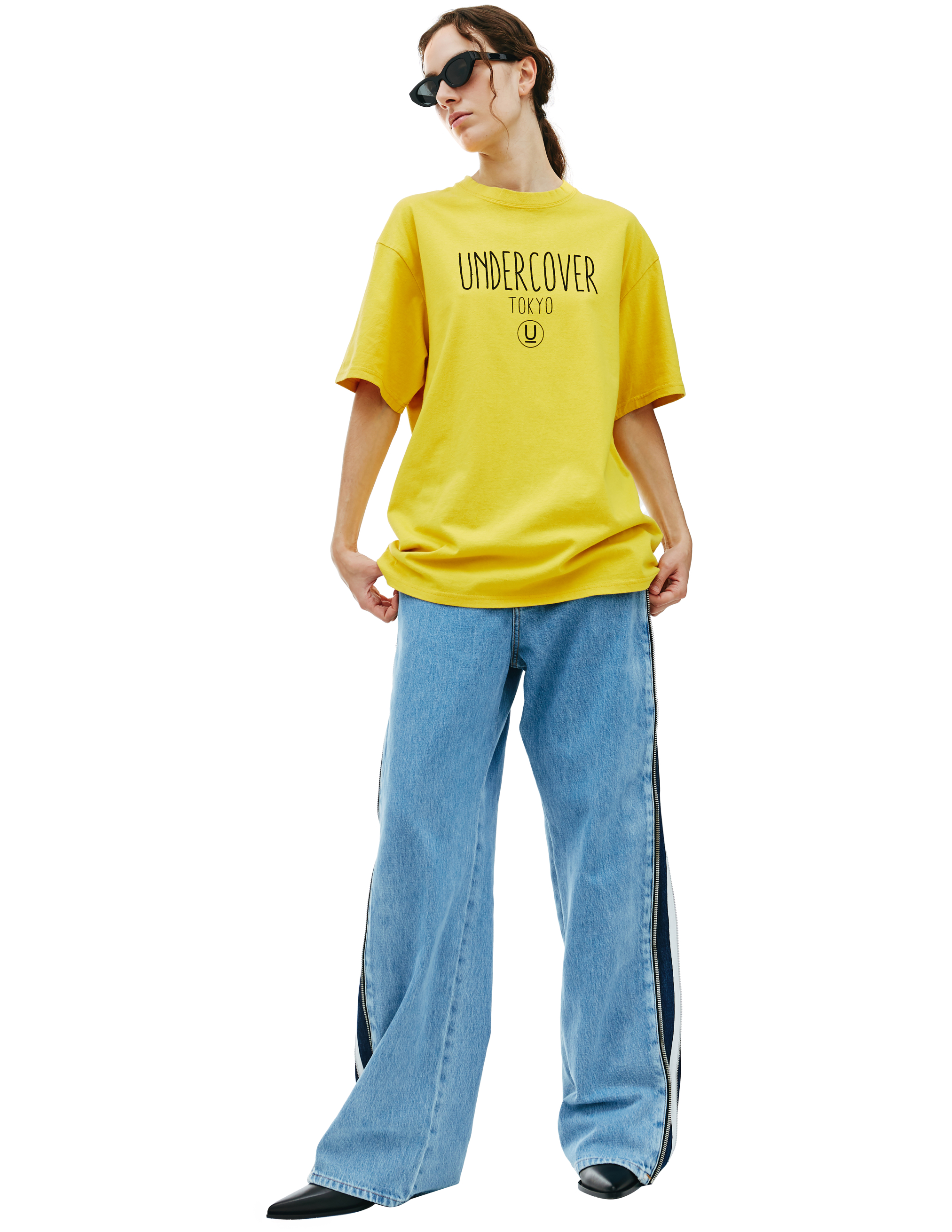 Желтая футболка с принтом Undercover UC2B9805/1/YELLOW, размер 4;3