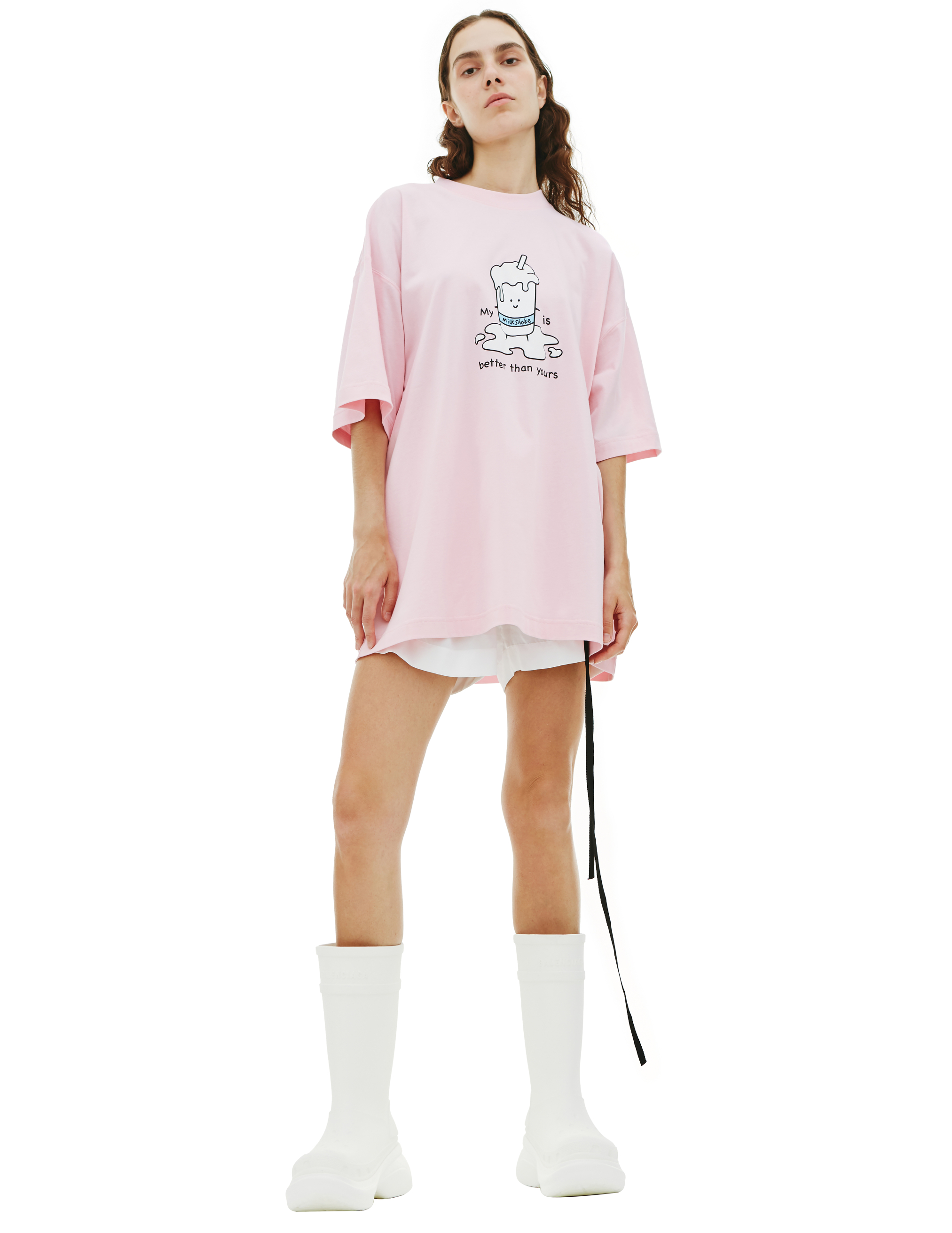 Розовая футболка с принтом VETEMENTS UA53TR280P/1611, размер S;XS;XL;L;M