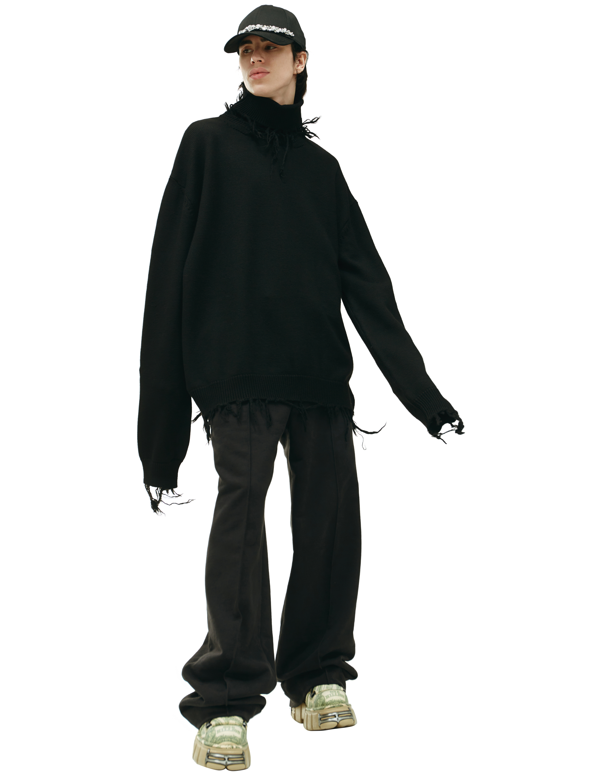 Рваный свитер с высоким горлом VETEMENTS UA53KN400B/2901, размер XL;M;S;XS