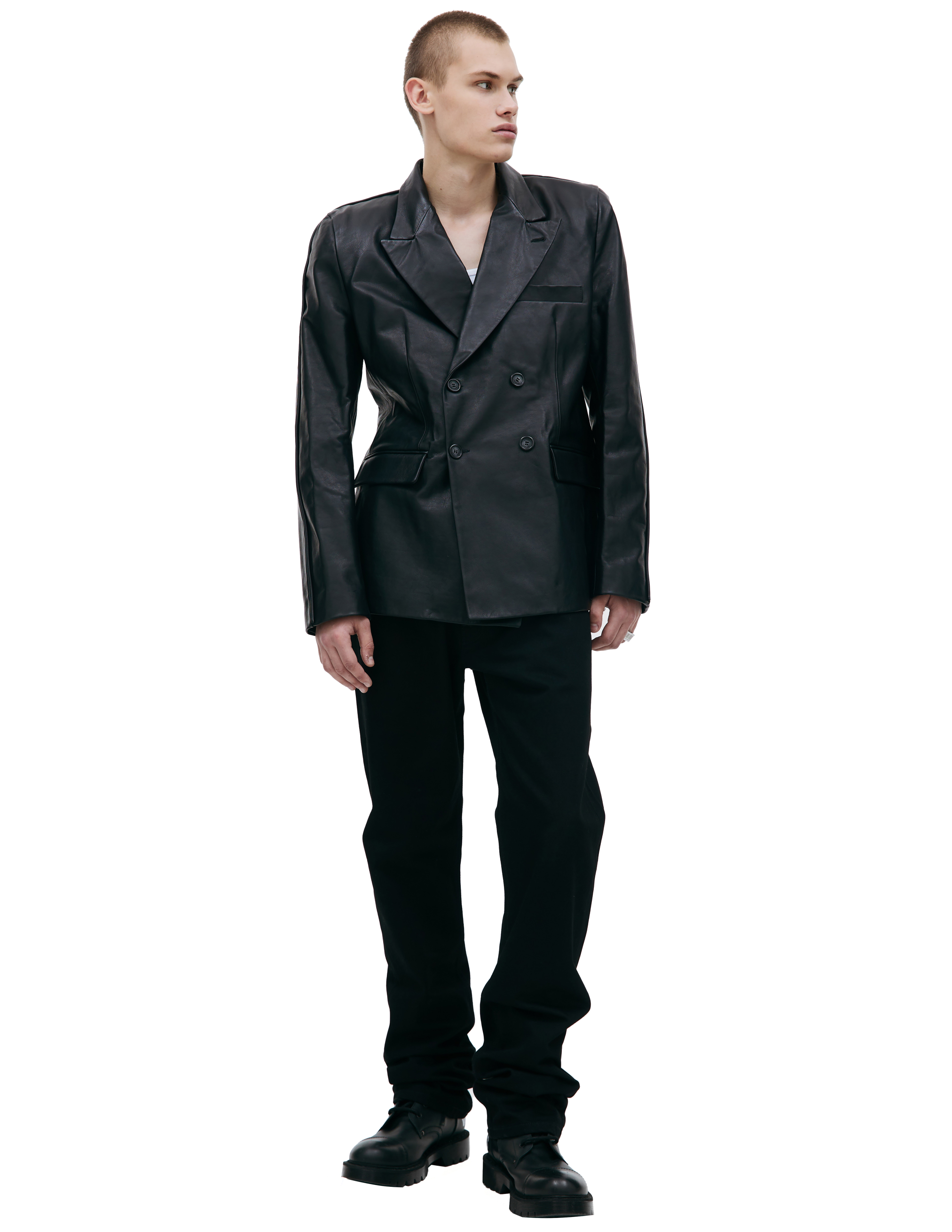 Черный кожаный пиджак VTMNTS VL18JA400B/5316, размер L;XL VL18JA400B/5316 - фото 1