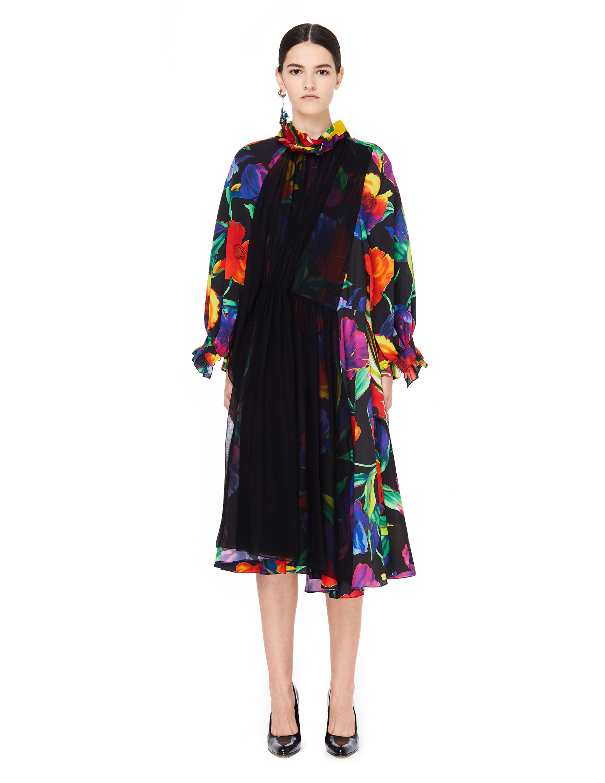 Шелковое платье с цветочным принтом Balenciaga 542854/6530, размер 40 542854/6530 - фото 1