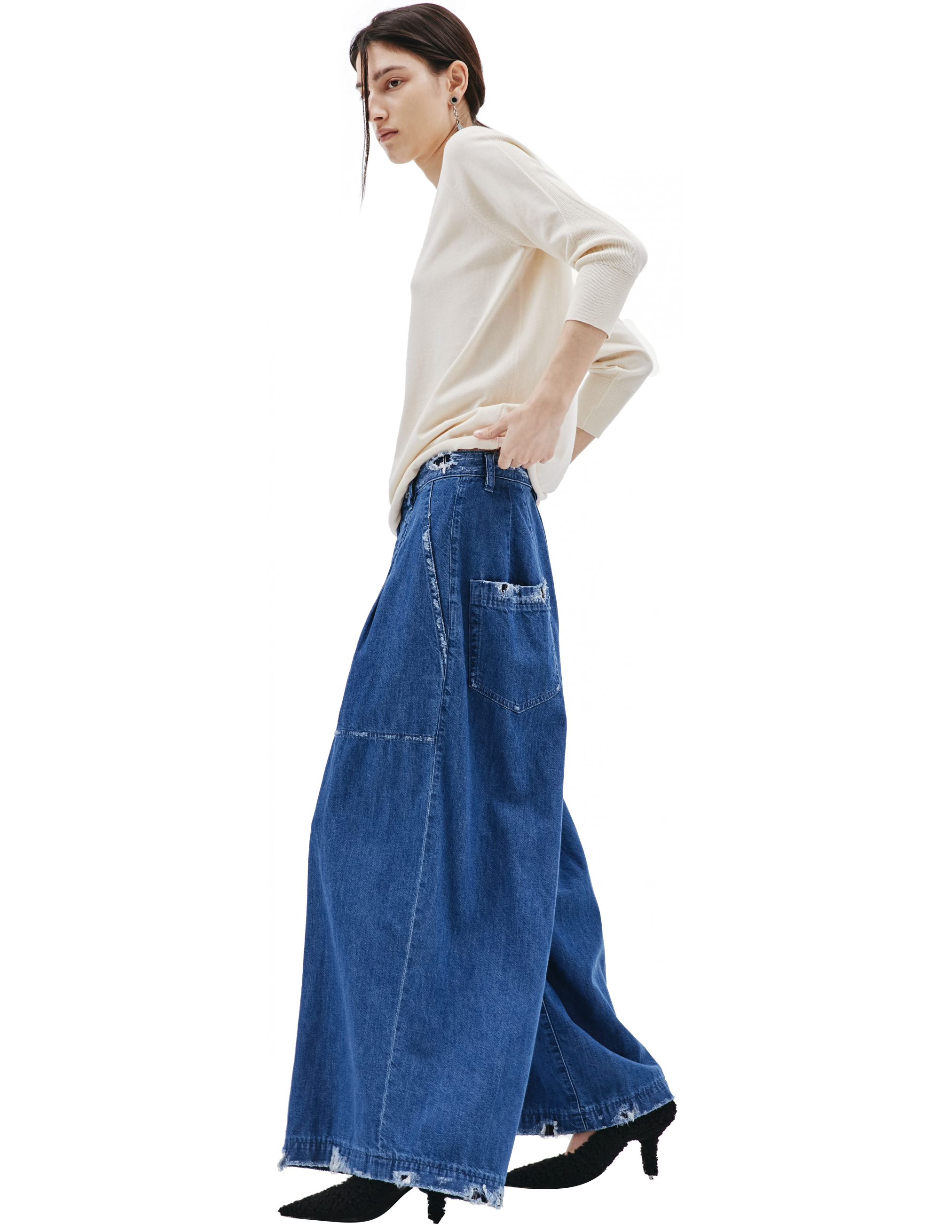 Широкие джинсы с потертостями Ys YQ-P06-028-2, размер 2;1 - фото 2