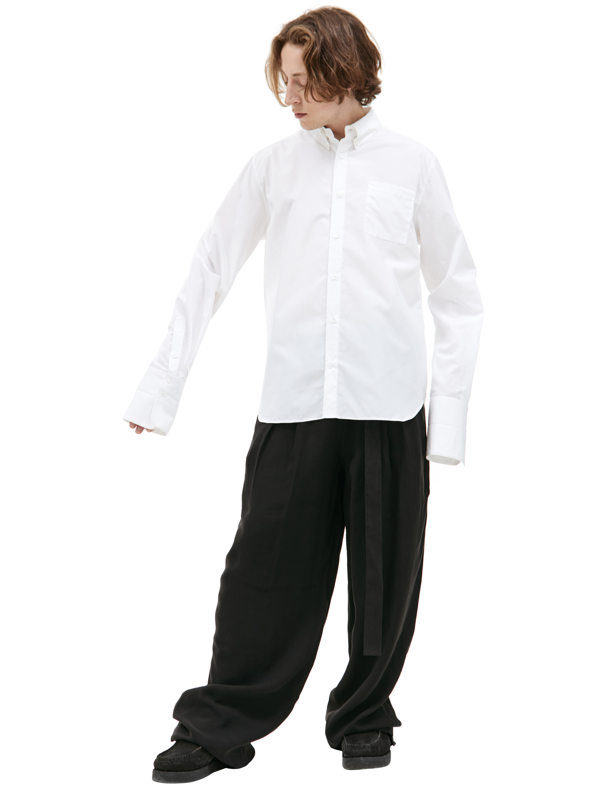 Белая рубашка с накладным карманом LOUIS GABRIEL NOUCHI 0554/T718/002, размер L;XL