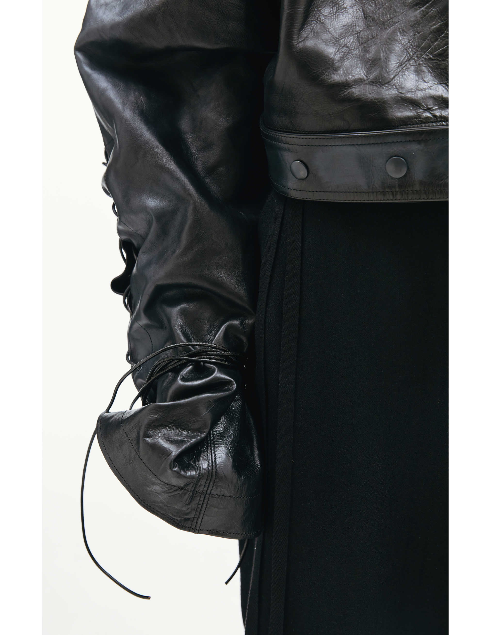 Укороченная кожаная куртка - Yohji Yamamoto  FX-J06-702-1 Фото 5