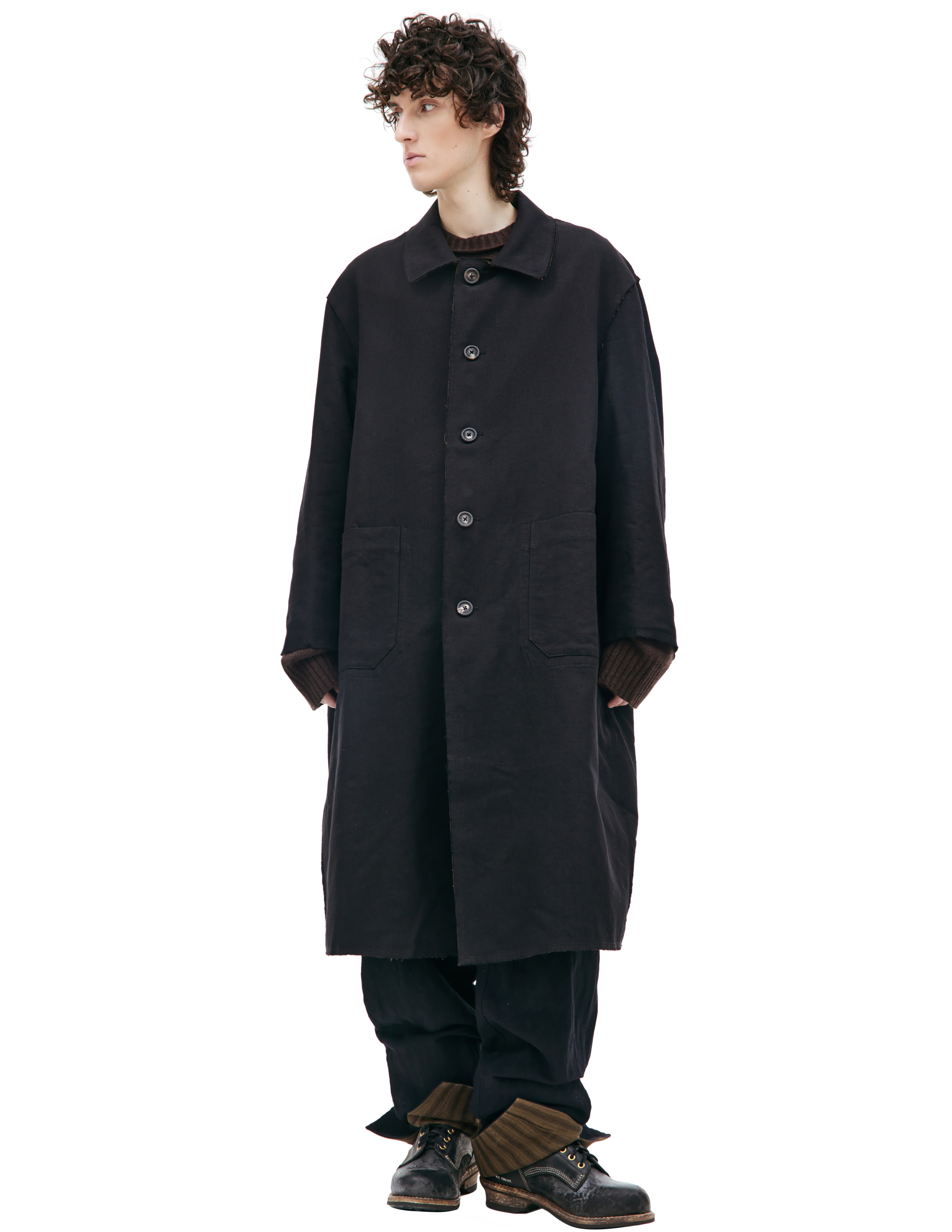 Двустороннее пальто изо льна и шерсти Ziggy Chen 0M2331112, размер 48;50