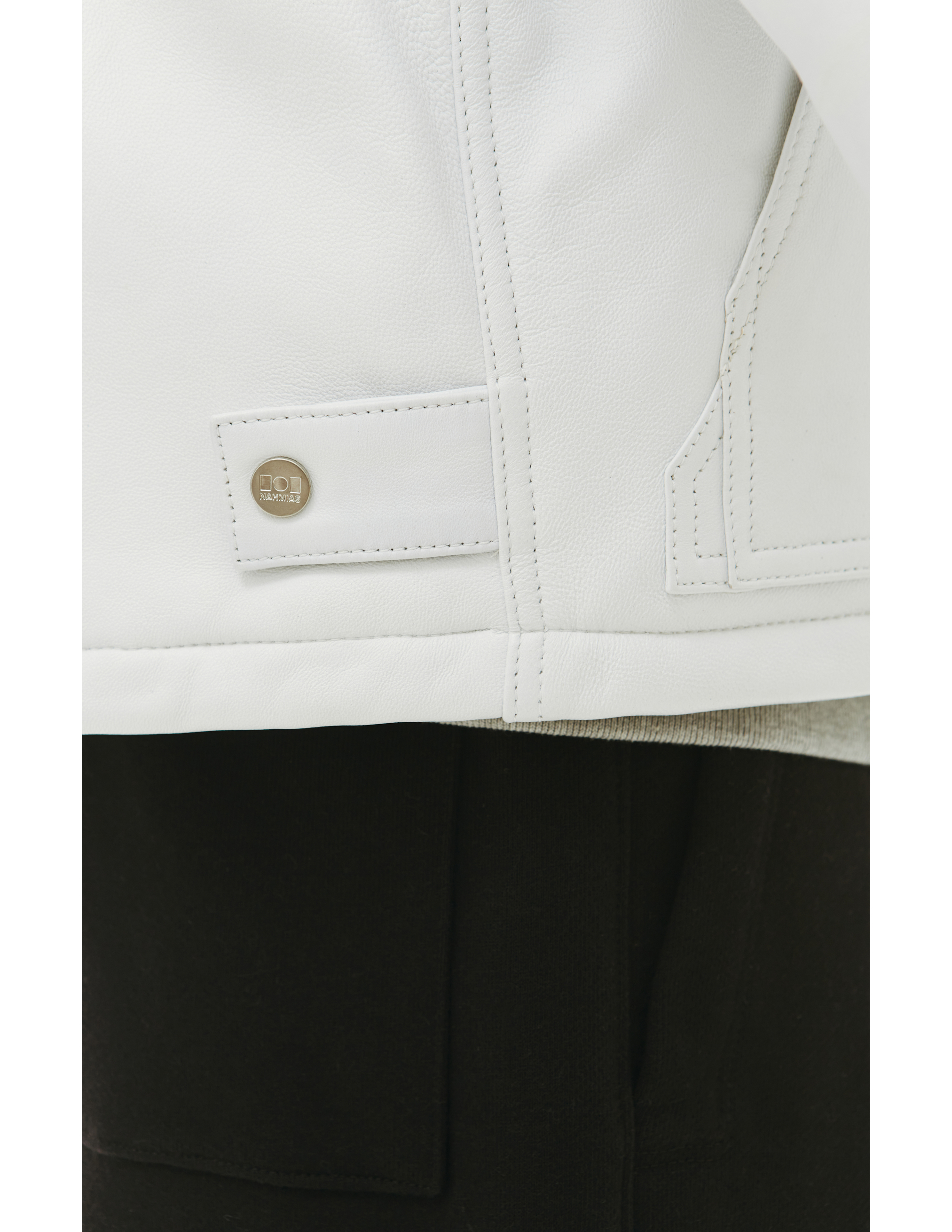 Кожаная куртка с меховым воротником Nahmias AW22-2-7017-F0046-WHITE, размер XL - фото 6
