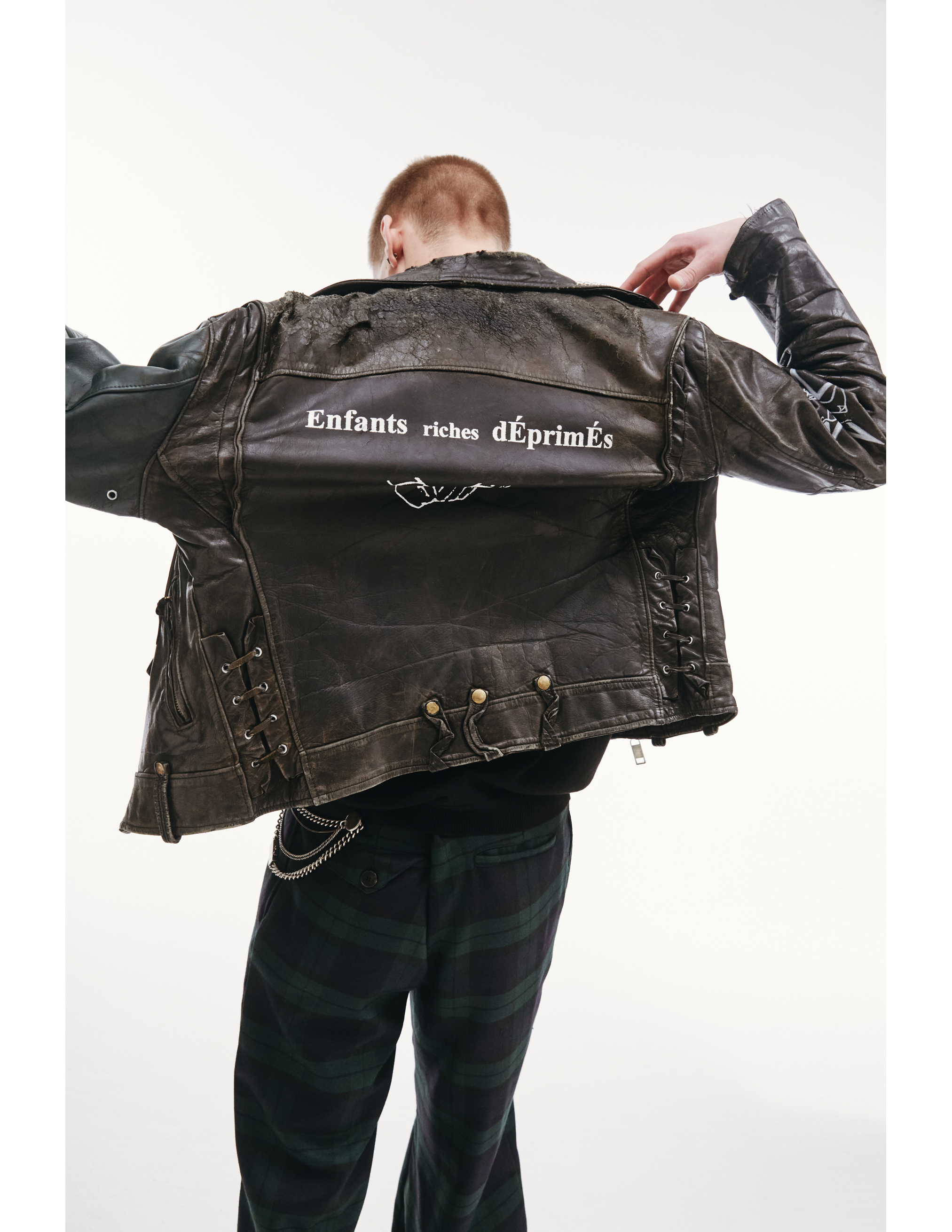 Кожаная куртка с принтом на спине - Enfants Riches Deprimes  030/EXCL/B1/blk Фото 17