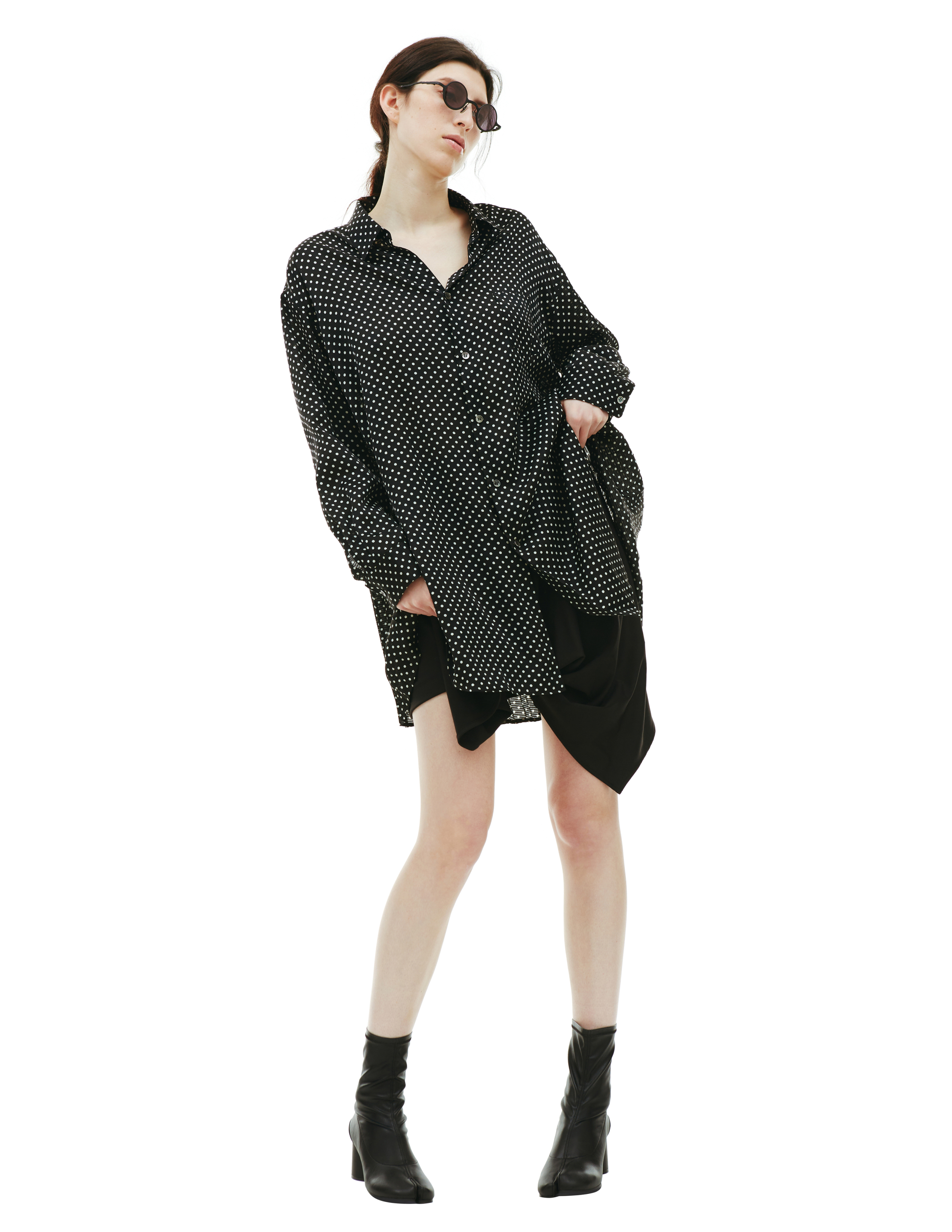 Черная блузка в горох Junya Watanabe JD-B003-051-1, размер 3607934278894;3607934278917 - фото 3