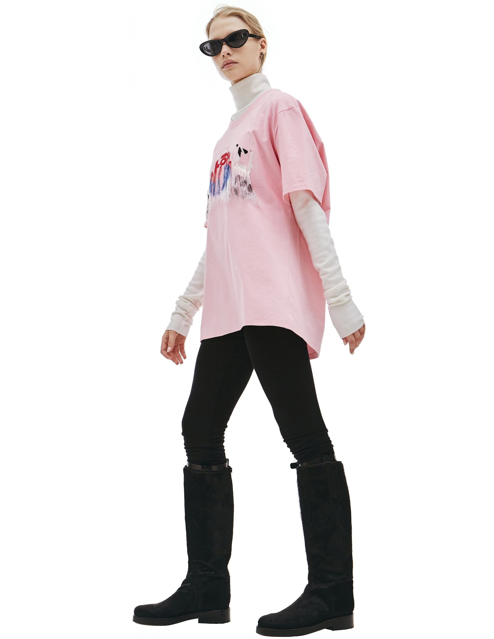 Розовая футболка с кисточками Doublet 20AW36CS166/pink, размер L;M;XL 20AW36CS166/pink - фото 2