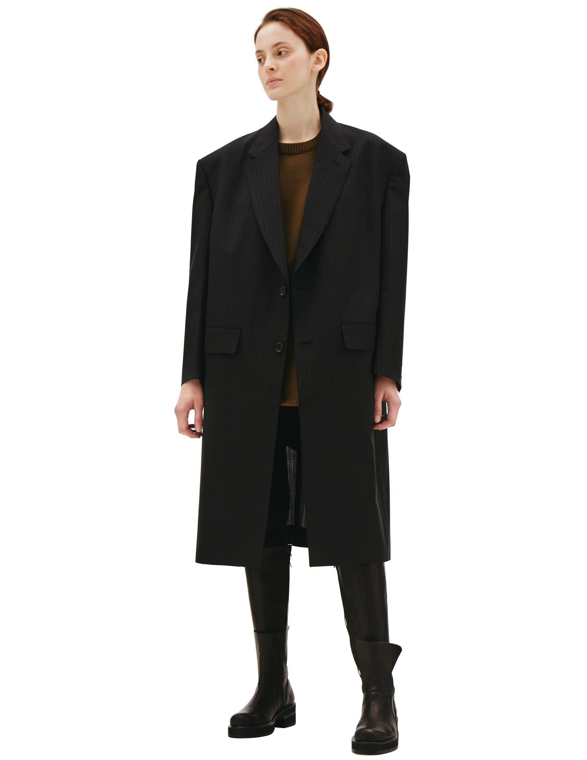Оверсайз пальто в полоску Junya Watanabe JI-C006-051-1, размер M;S;XS