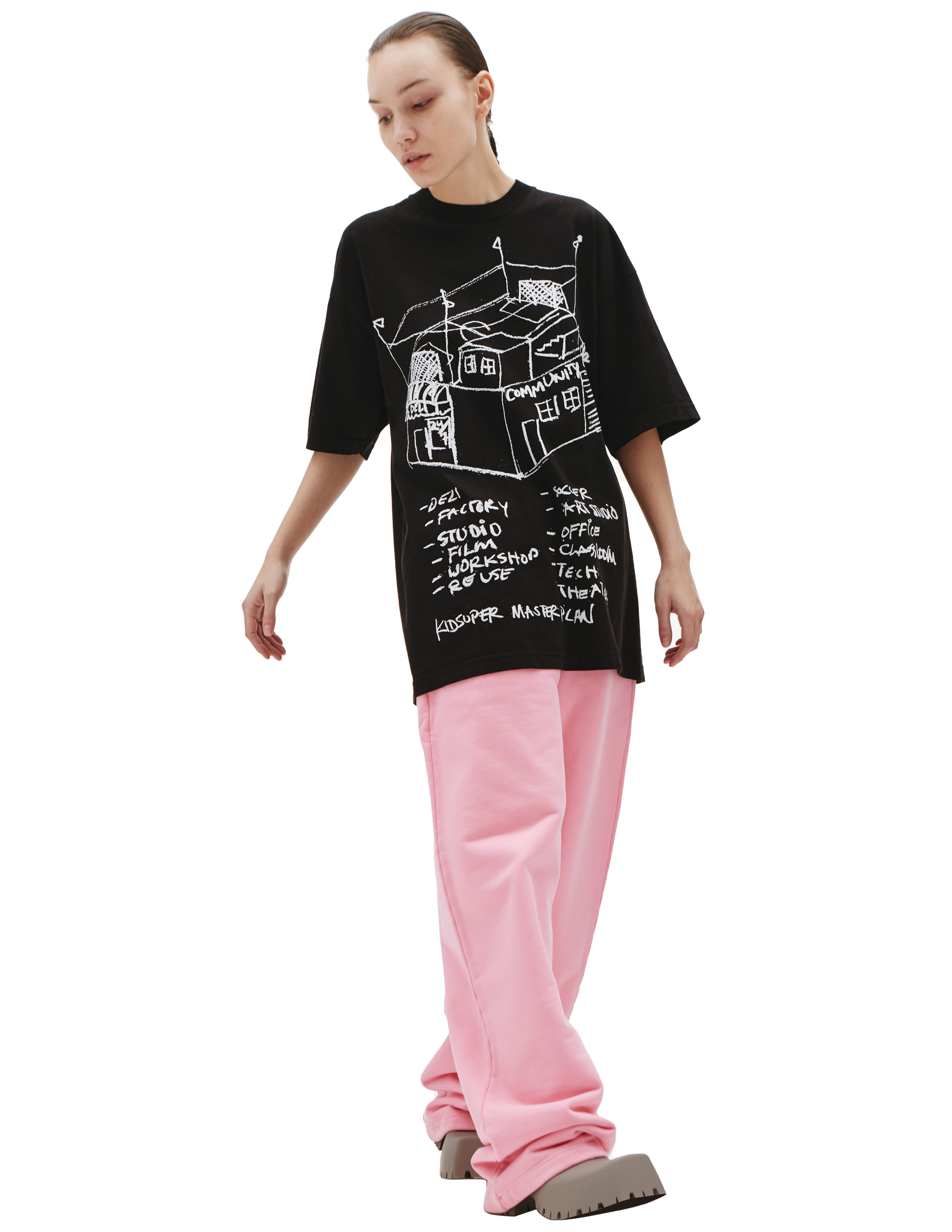 Черная футболка с принтом KidSuper KSPF01/blk, размер XL;M;L