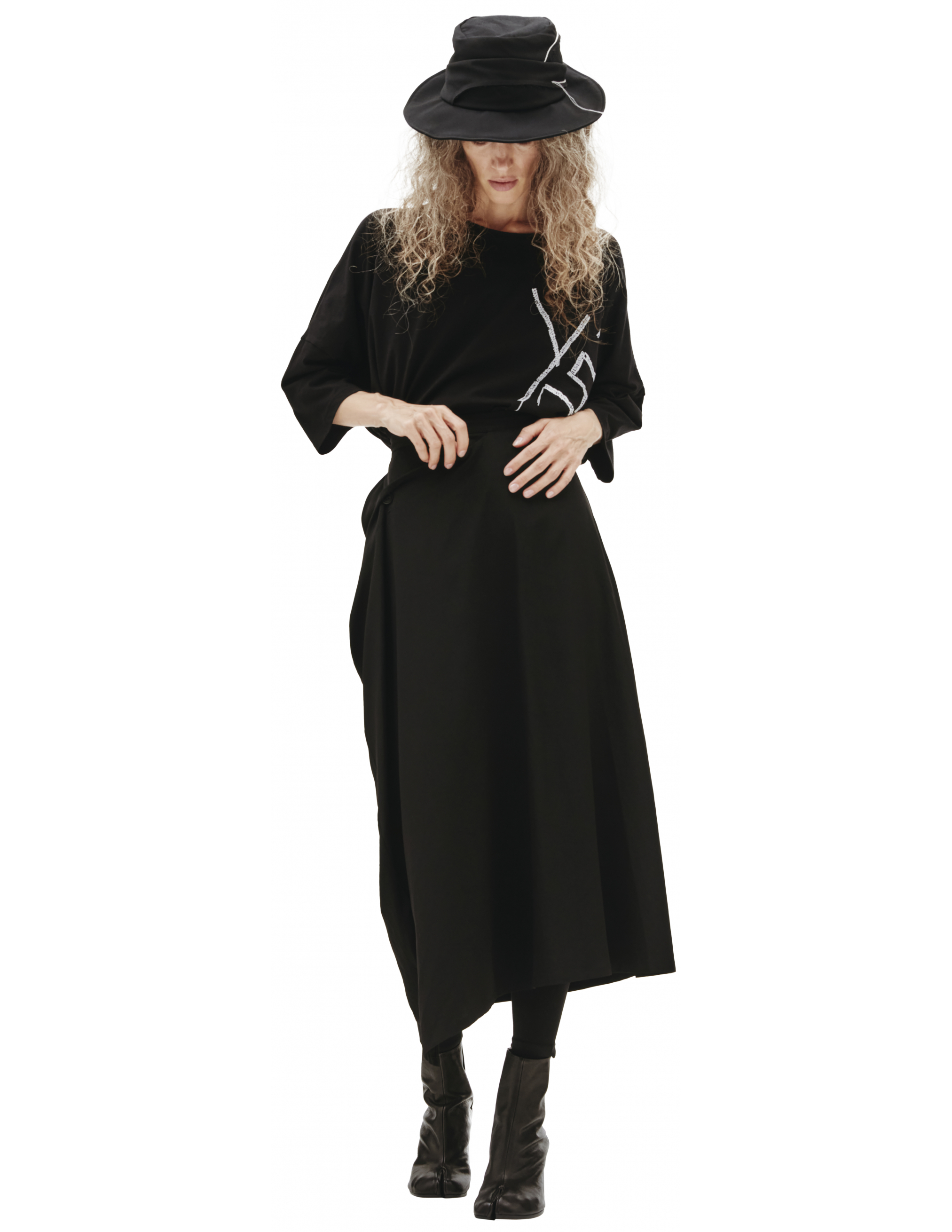 Черная ассиметричная юбка Ys YM-S03-500-2, размер 2;1