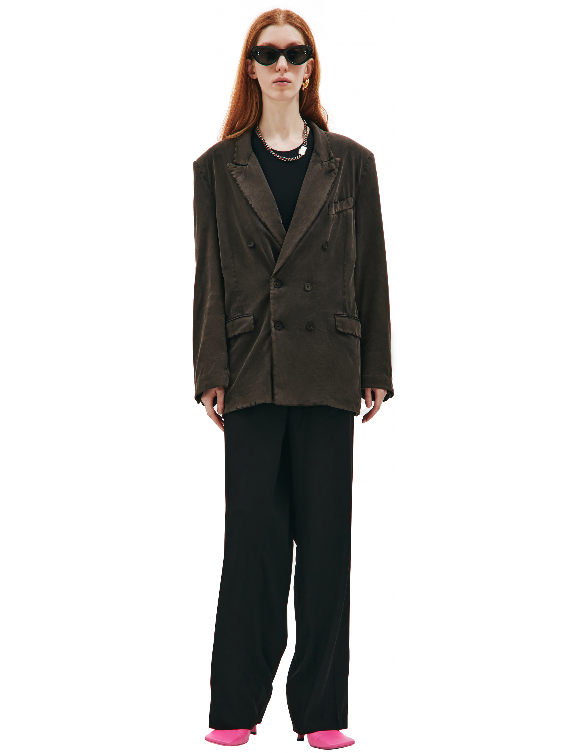 Двубортный пиджак с выстиранным эффектом Balenciaga 662390/TAV04/1000, размер M 662390/TAV04/1000 - фото 1