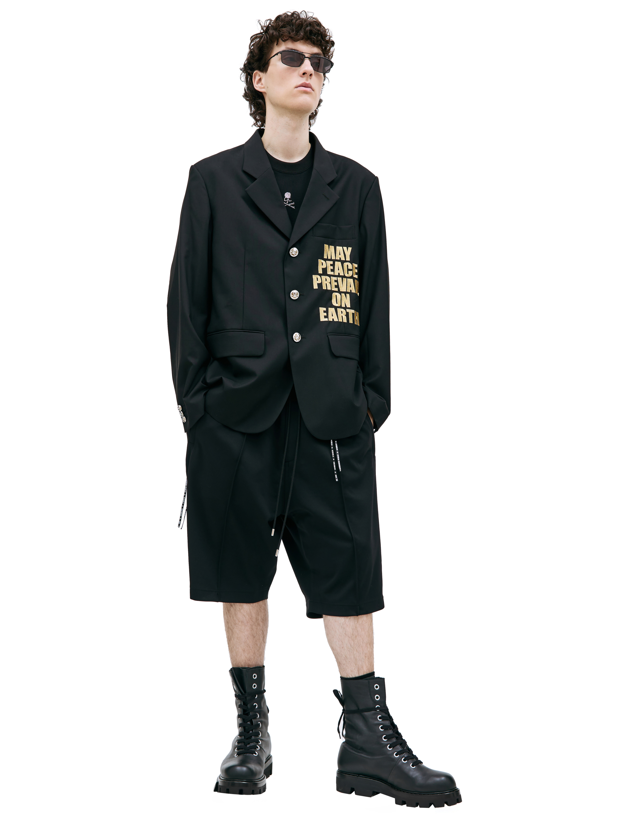 Однобортный пиджак с вышивкой May Peace Mastermind WORLD MW23S10-JA002, размер L;XL