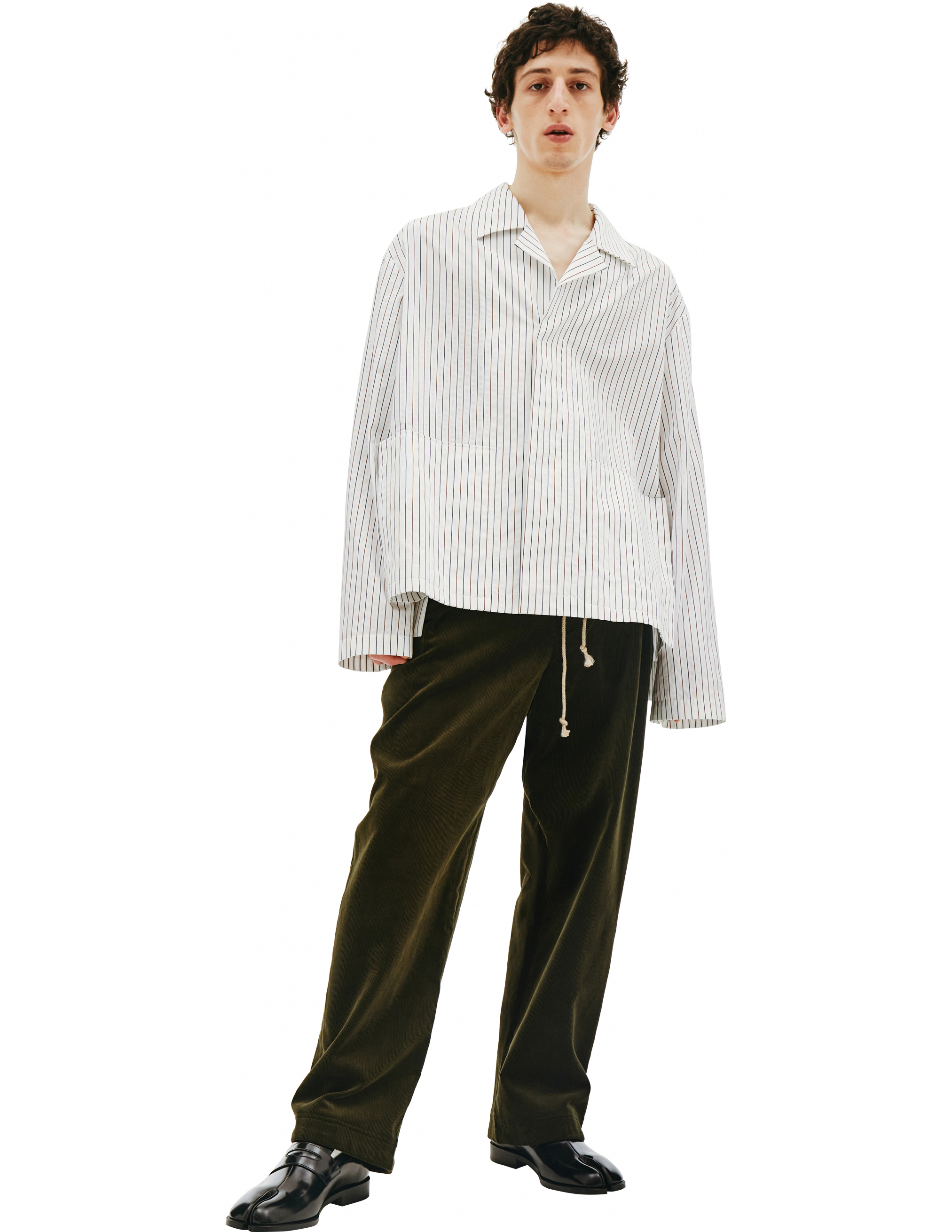 Хлопковый пиджак в полоску - Maison Margiela S30BN0468/S52693/001F
