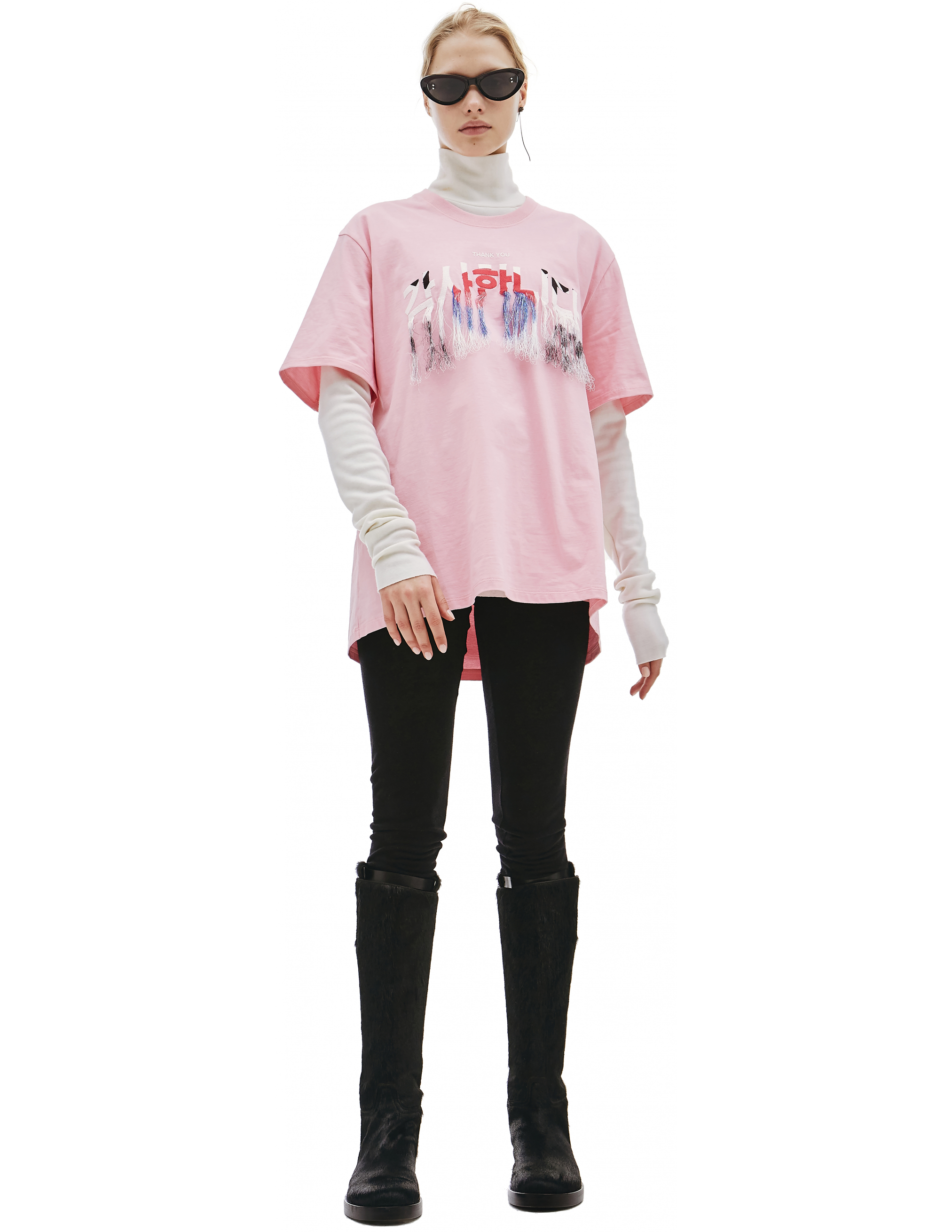 Розовая футболка с кисточками Doublet 20AW36CS166/pink, размер L;M;XL 20AW36CS166/pink - фото 1