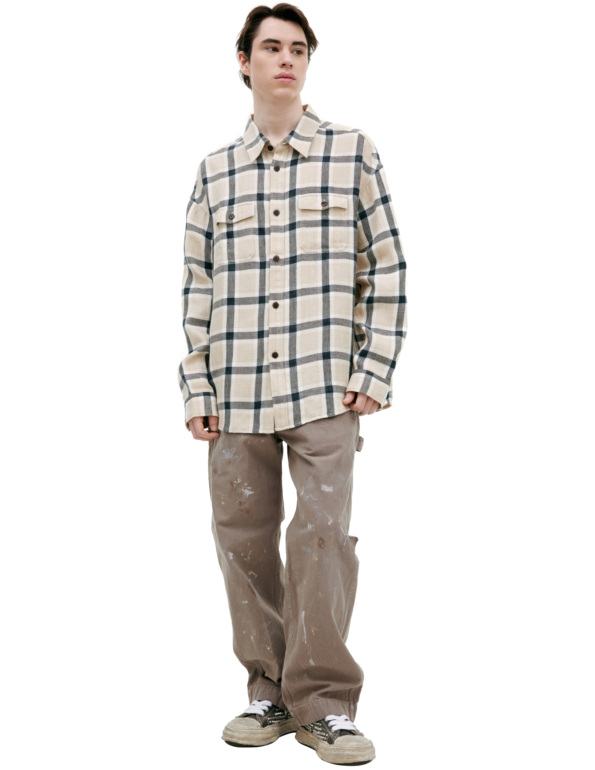 Льняная рубашка в клетку 146300₽