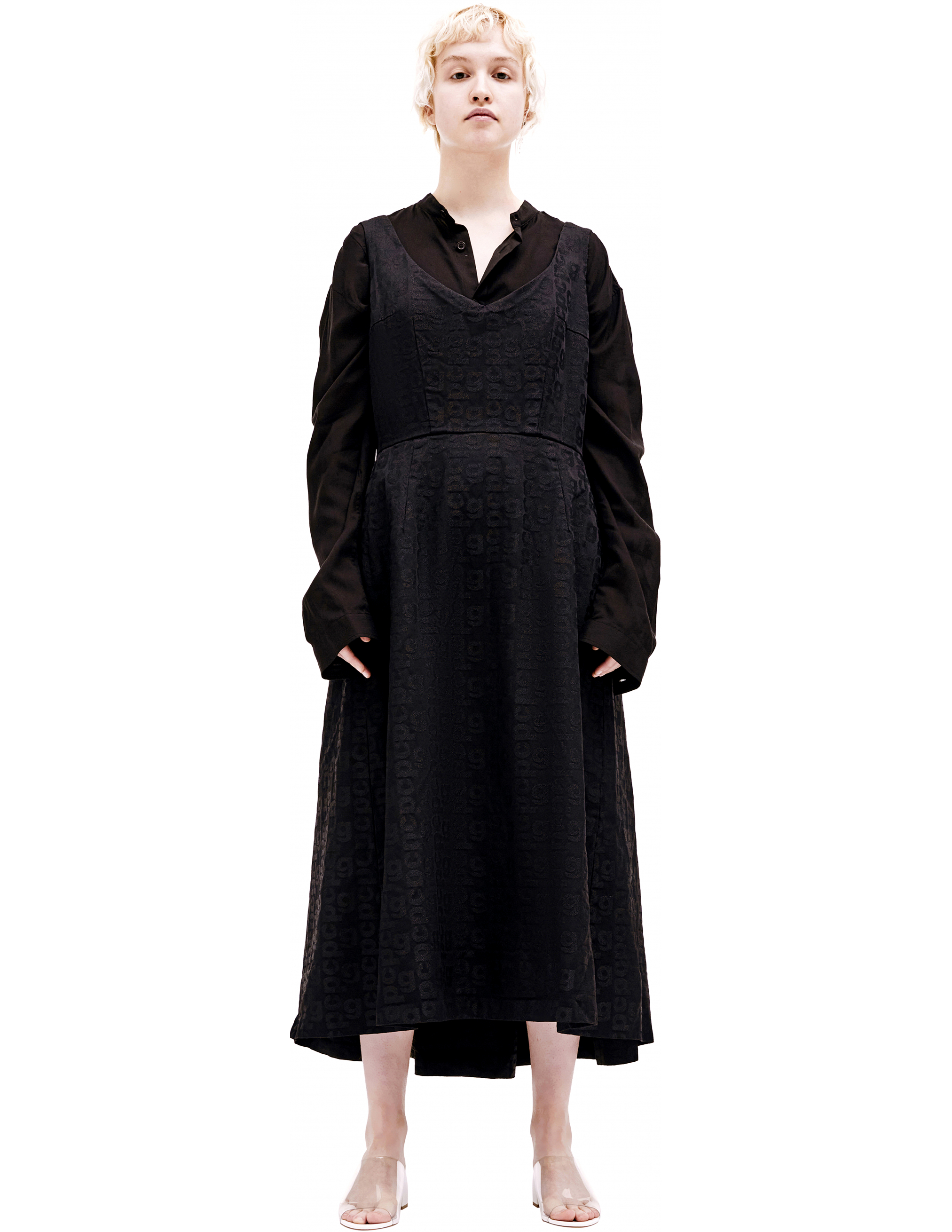 Черное платье с блестящим логотипом - Comme des Garcons GE-O021-051-1