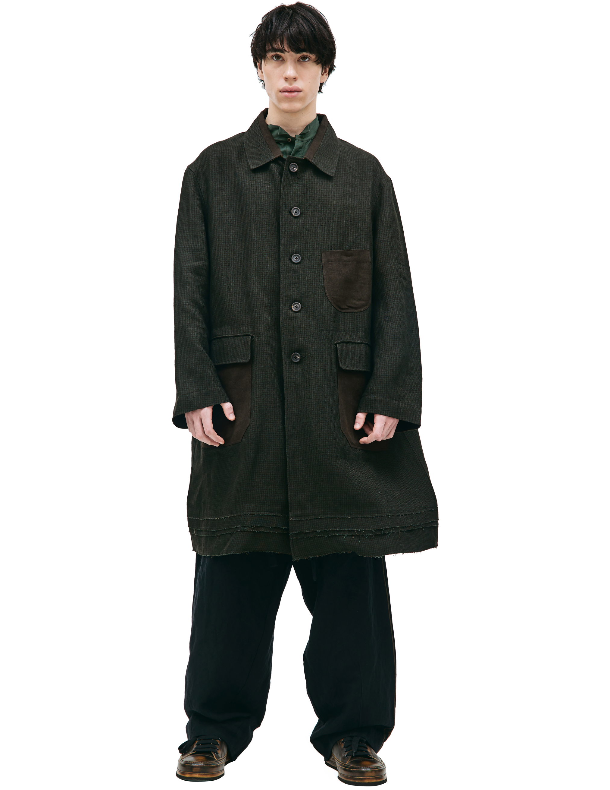 Льняное пальто в клетку Ziggy Chen 0M2311103, размер 48;50;52 - фото 1