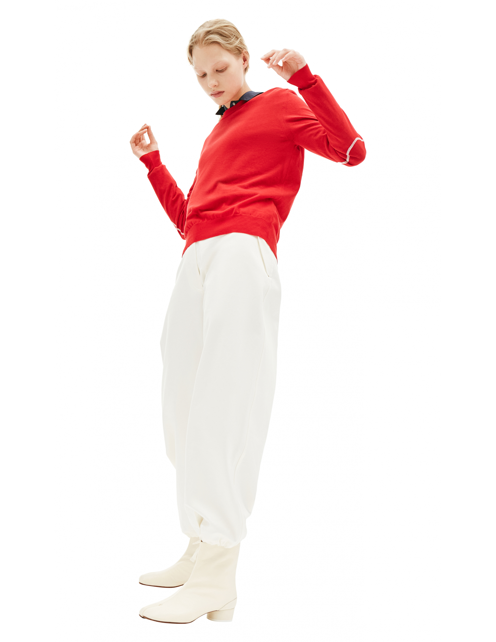 Красный хлопковый свитер - Maison Margiela S29HA0562/S17361/314 Фото 8