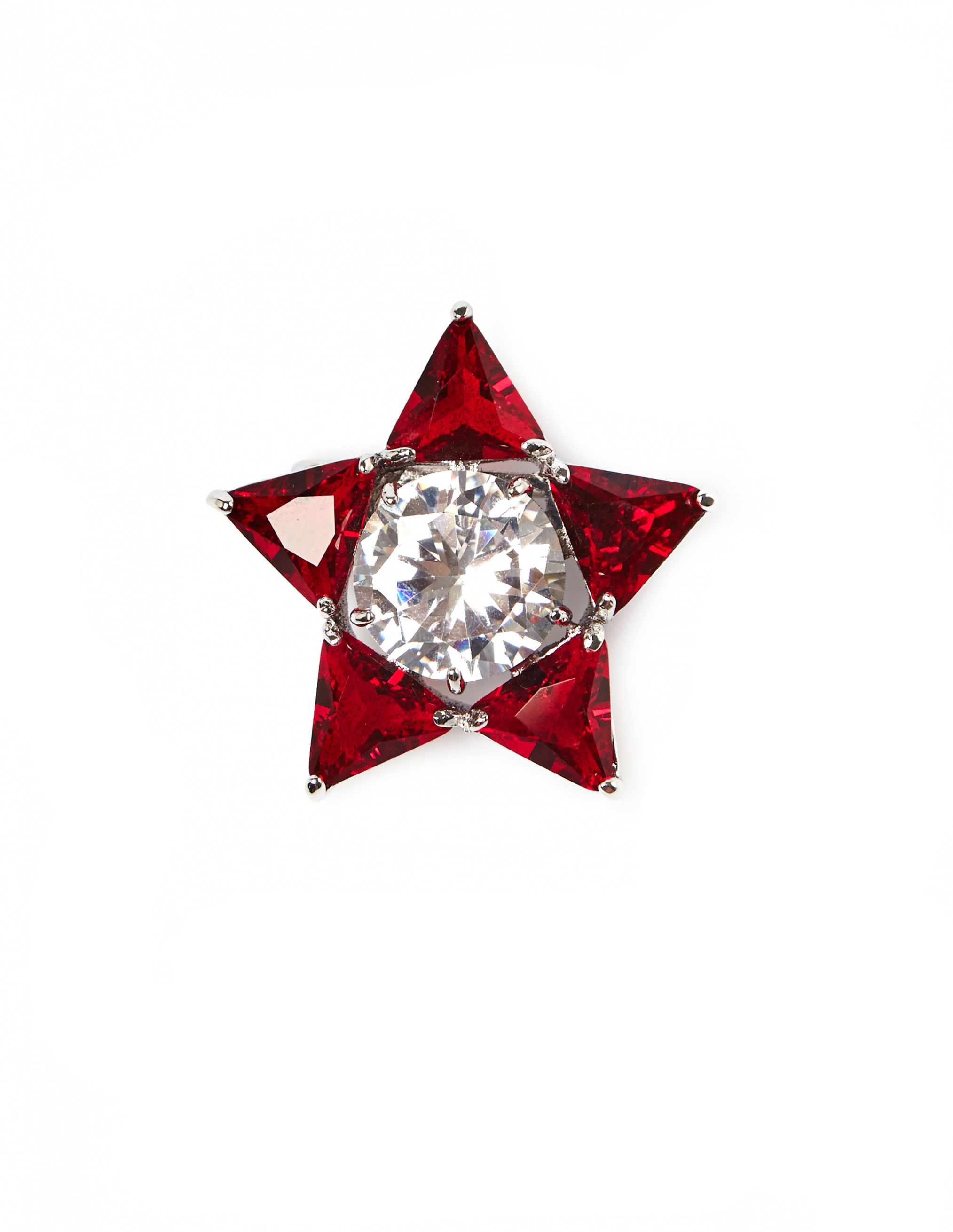 Брошь-звезда с красными кристаллами