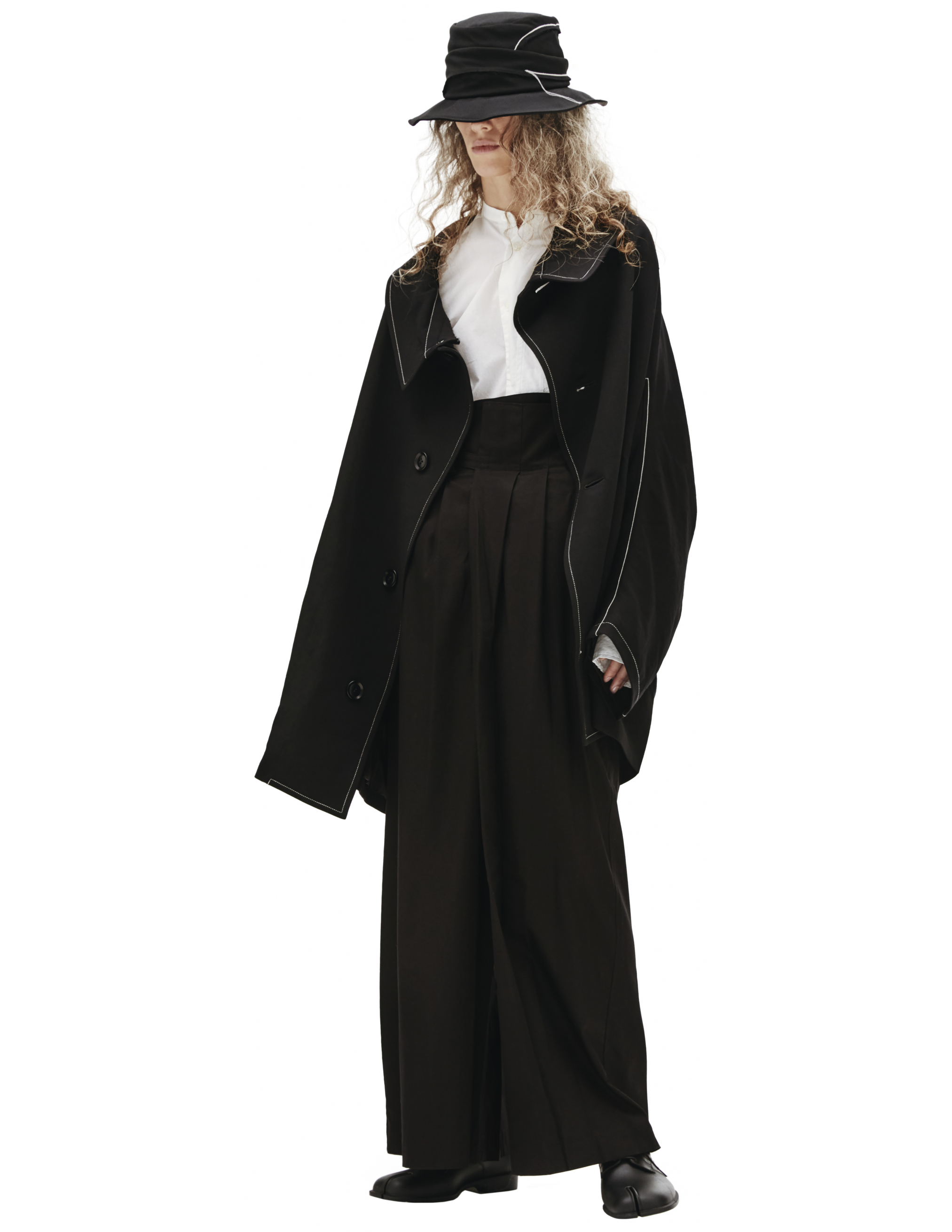 Пальто на пуговицах с контрастными швами - Ys YM-C02-129-1