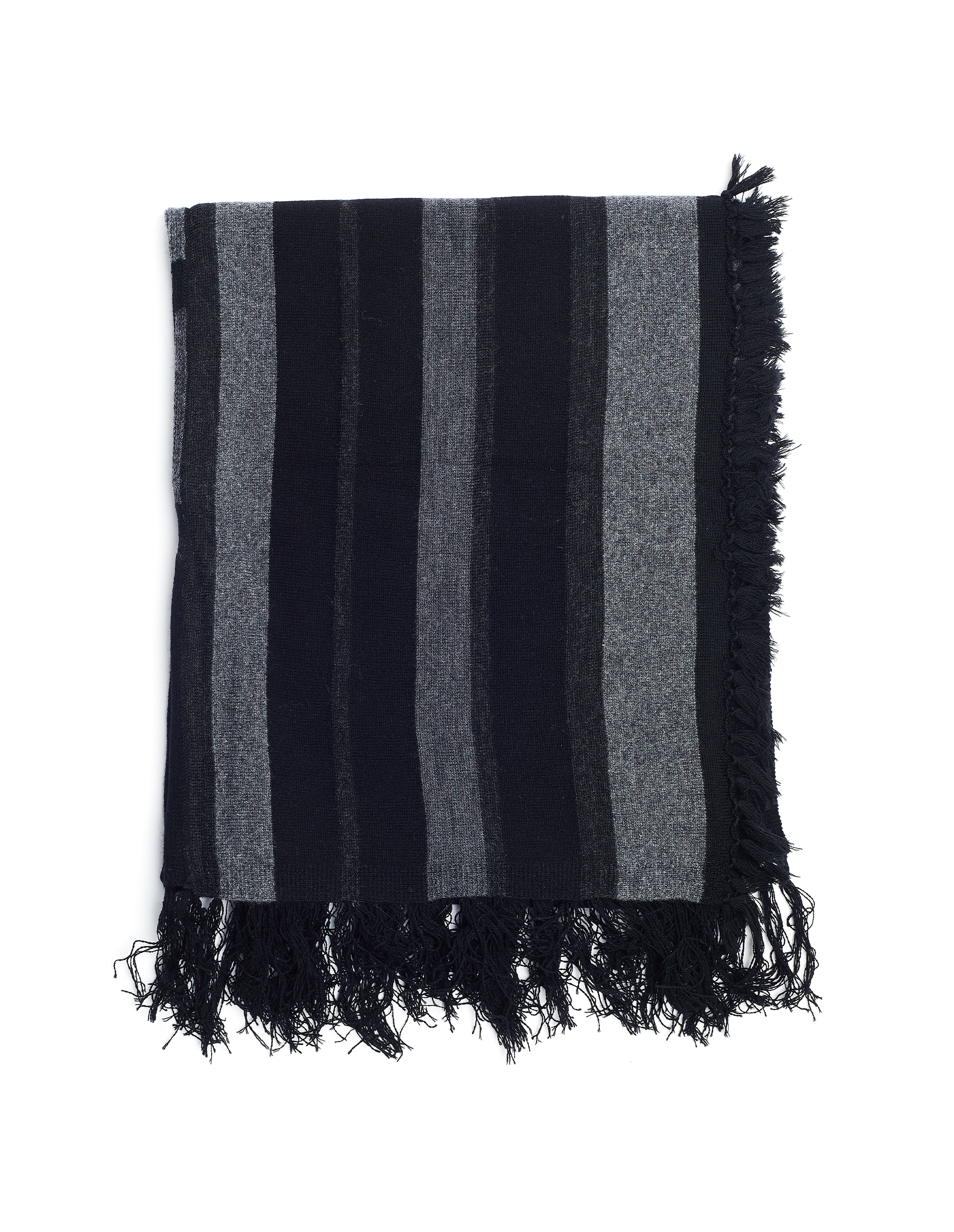 Черно-серый шарф из шерсти The Viridi-Anne VI-3164-09/stripe, размер One Size VI-3164-09/stripe - фото 1