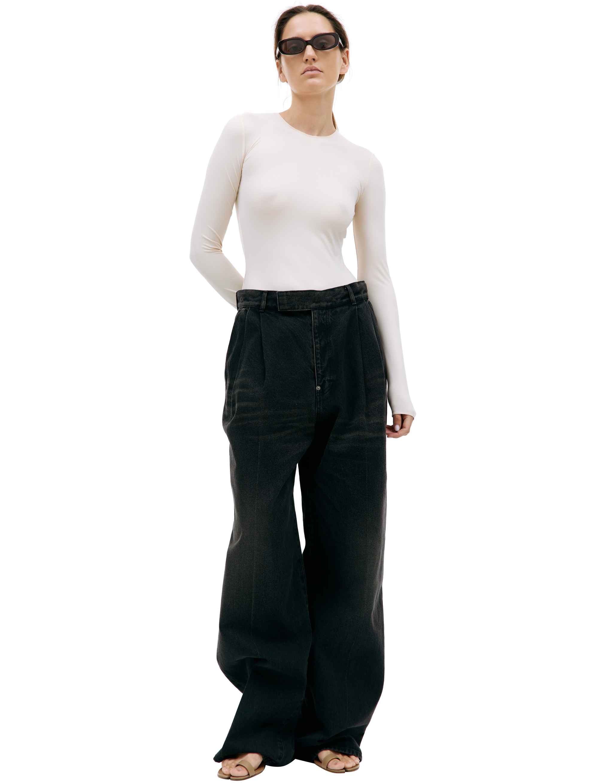 Широкие джинсы с защипами Undercover UC1C1504-2/BLACK, размер 3;4 UC1C1504-2/BLACK - фото 1