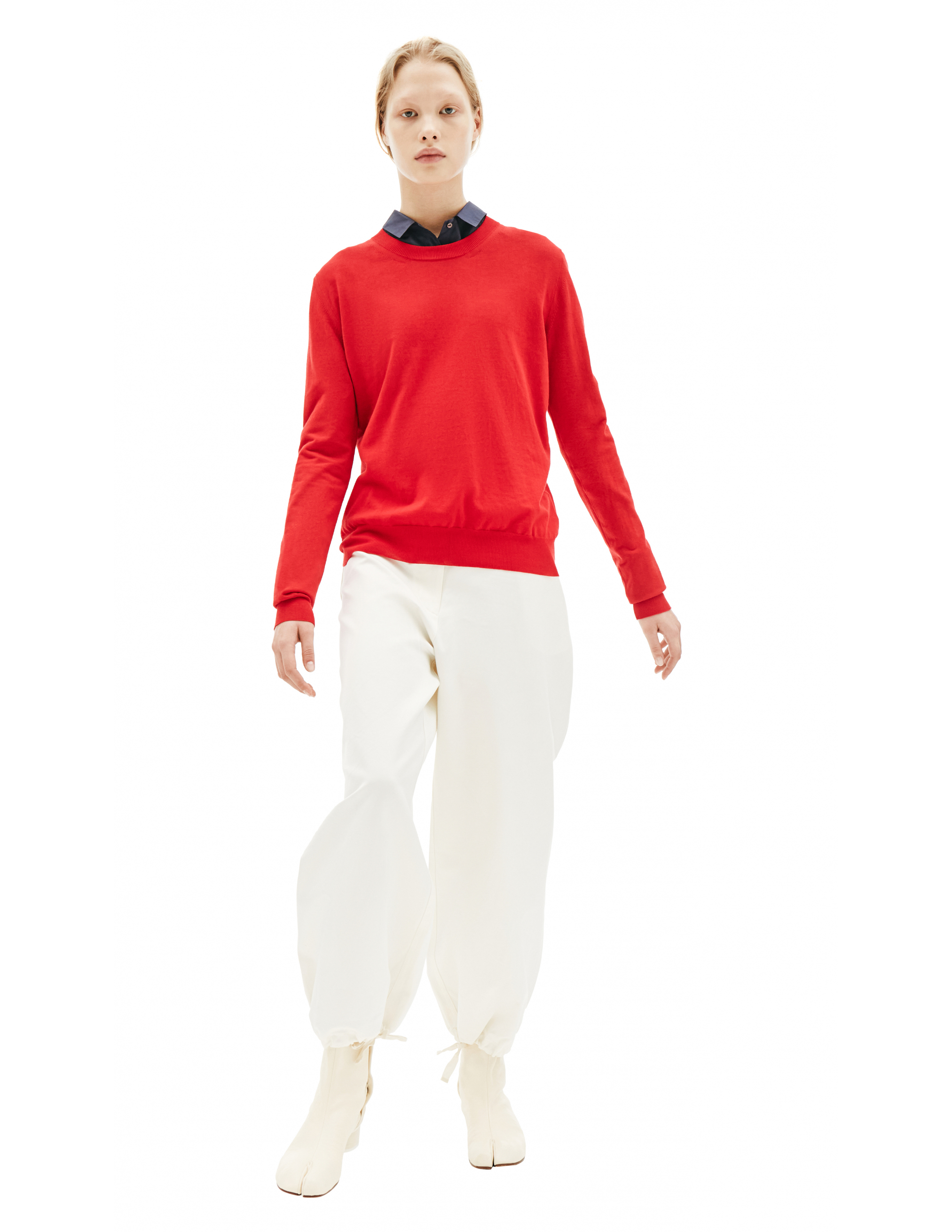 Красный хлопковый свитер - Maison Margiela S29HA0562/S17361/314 Фото 5