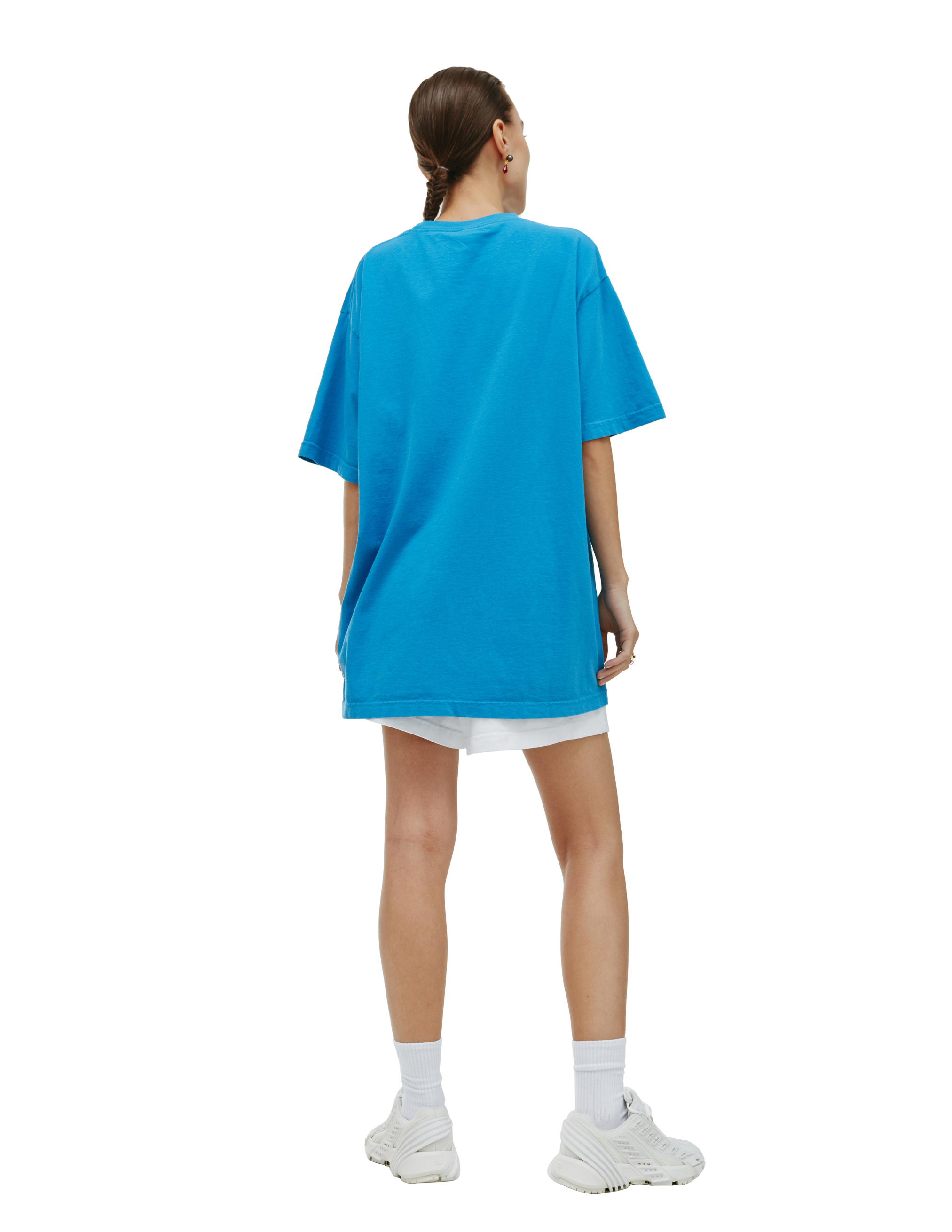 Голубая футболка с принтом Apple SRHC SPORTY & RICH TS482OC, размер L;M;XL - фото 3