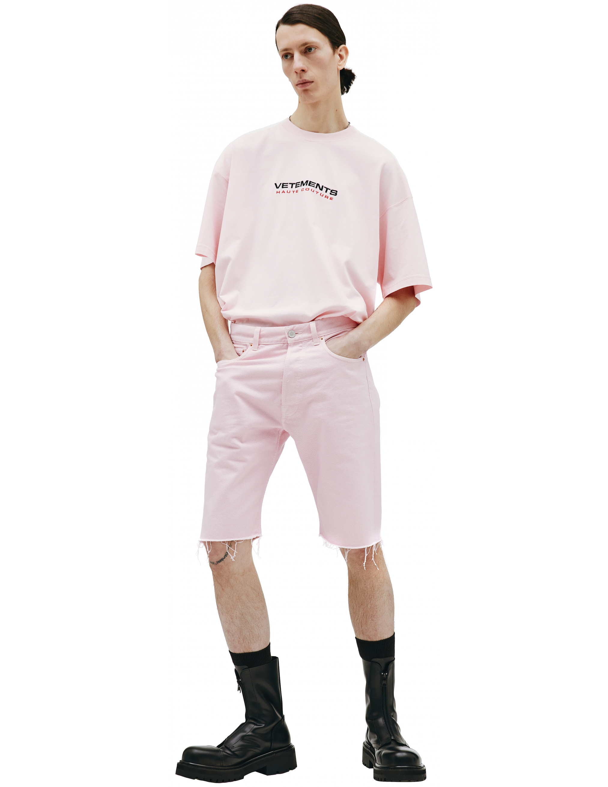 Джинсовые шорты розового цвета - Vetements ME51PA120P/2803