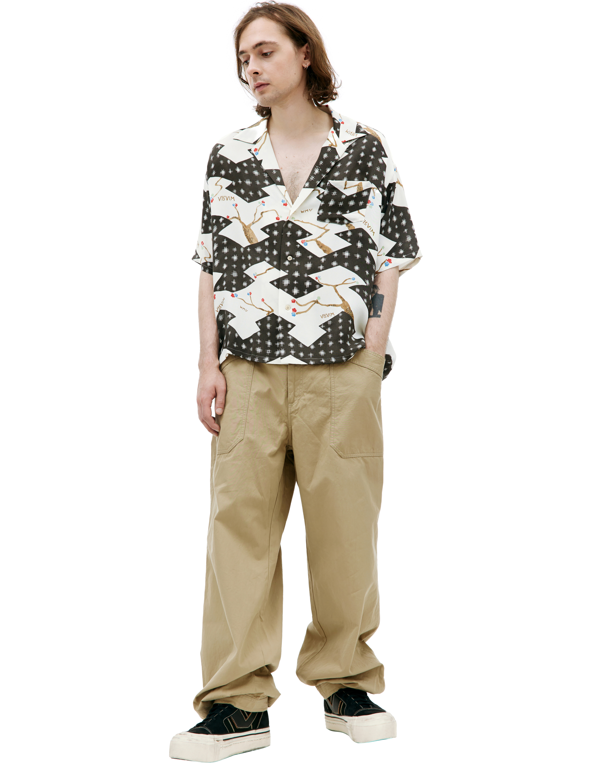 Шелковая рубашка Crosby с монопринтом visvim 0123105011017, размер 3