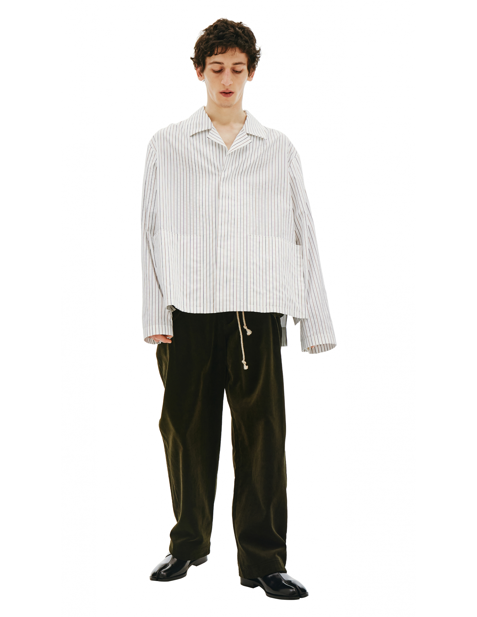 Хлопковый пиджак в полоску - Maison Margiela S30BN0468/S52693/001F Фото 6