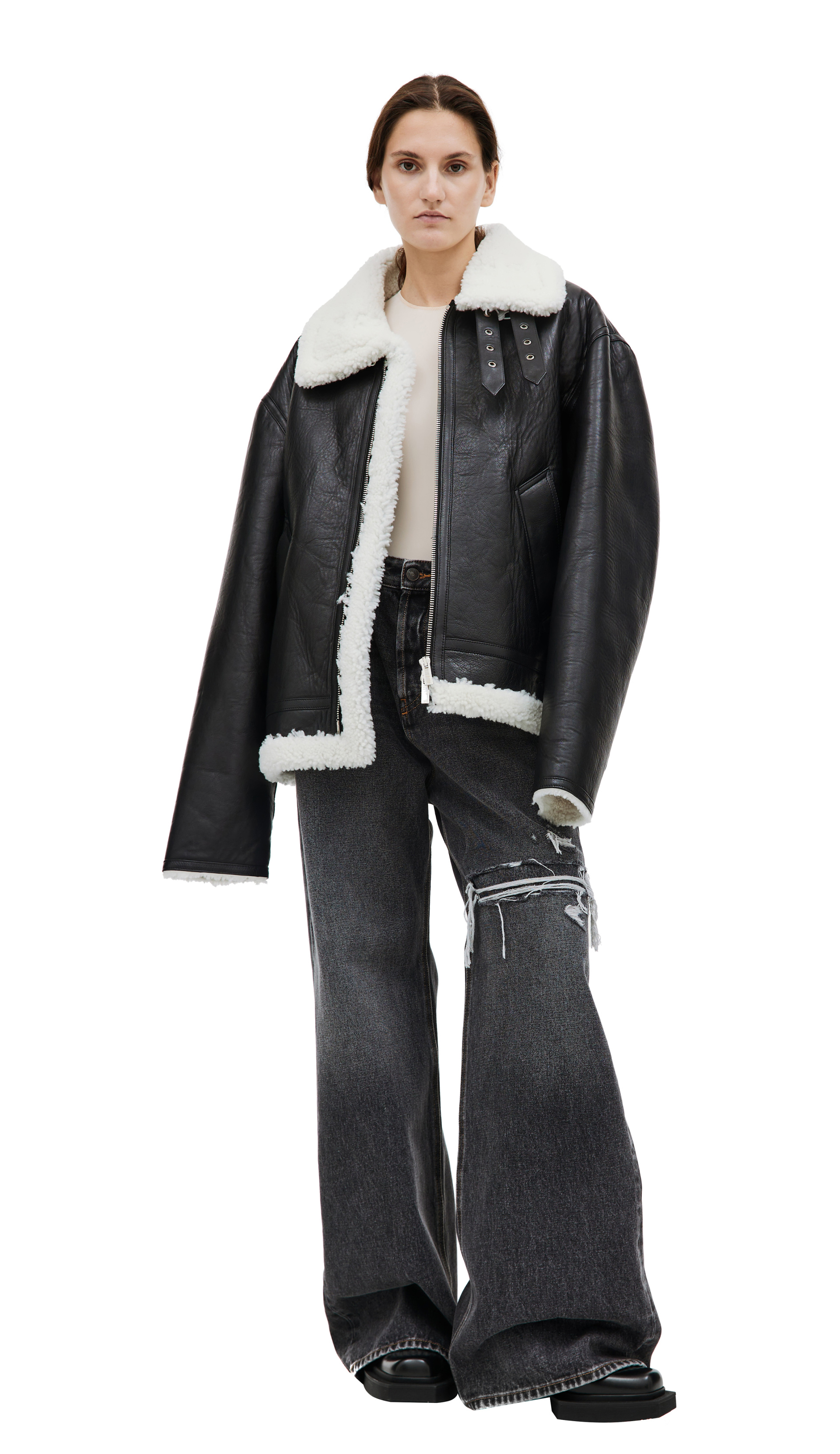 VTMNTS Черная дубленка с пряжками