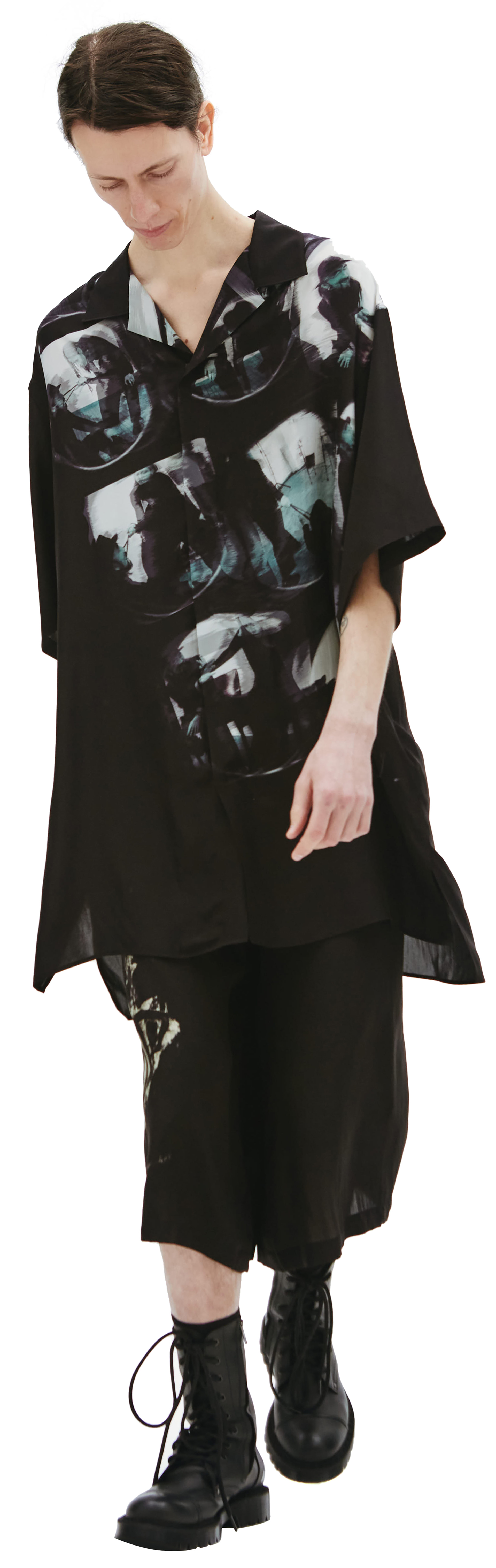 Yohji Yamamoto Шелковая рубашка с коротким рукавом