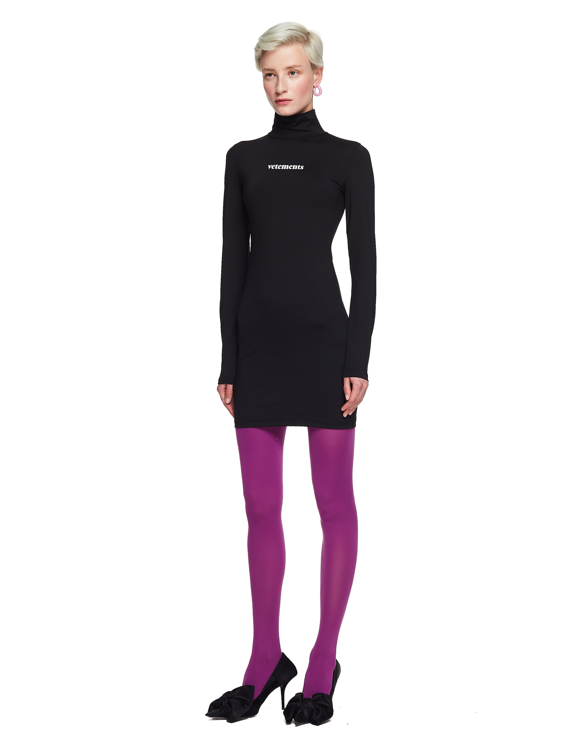 VETEMENTS Черное платье Body с логотипом