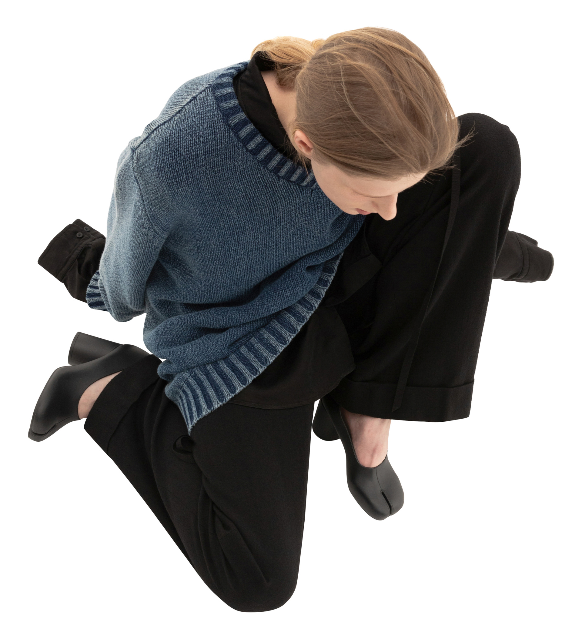 Maison Margiela Синий свитер с V-вырезом