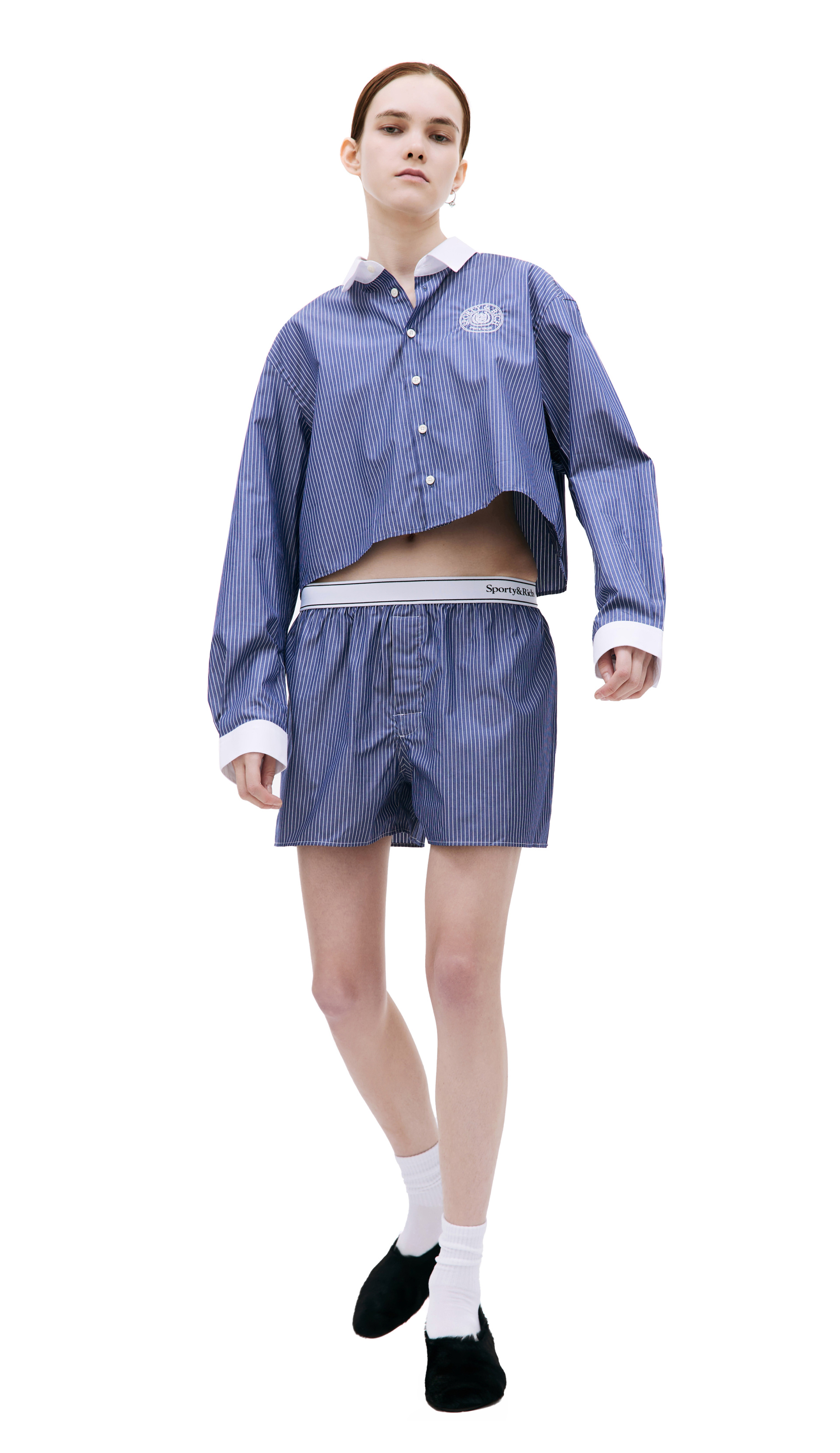 SPORTY & RICH Хлопковые шорты на резинке